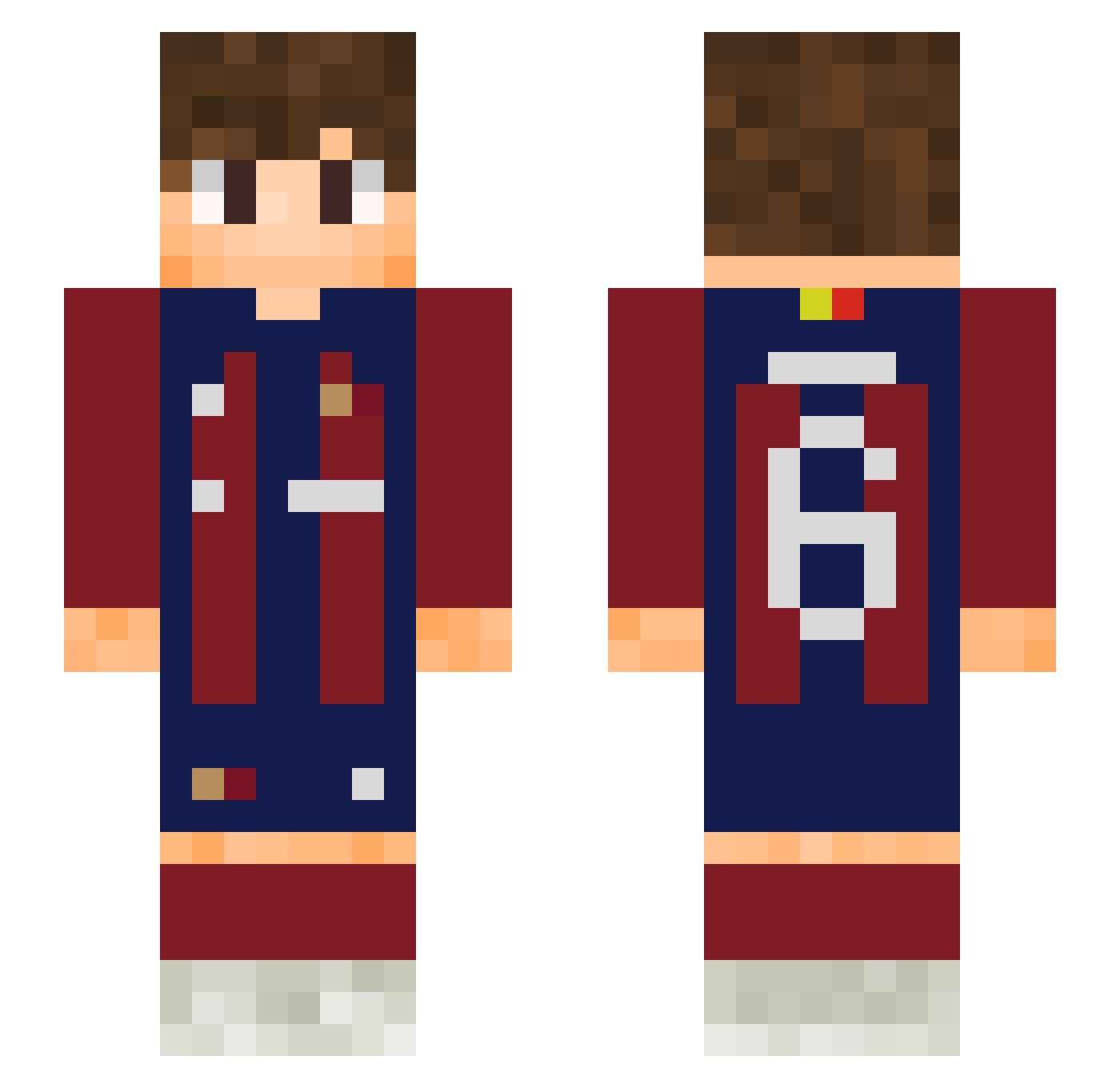 DontRisq Minecraft skin, front and back view