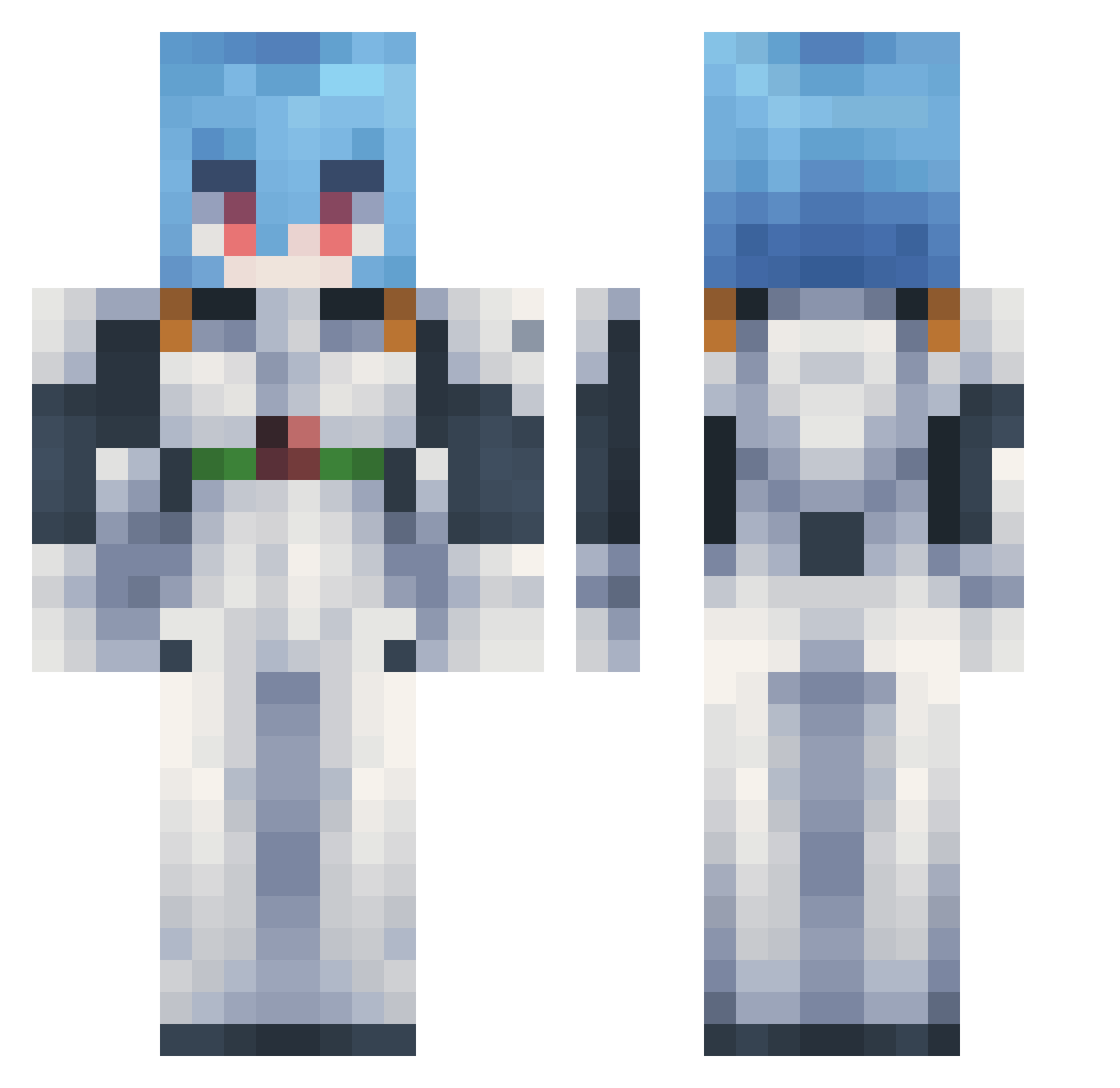 MTRamen Minecraft skin, front and back view