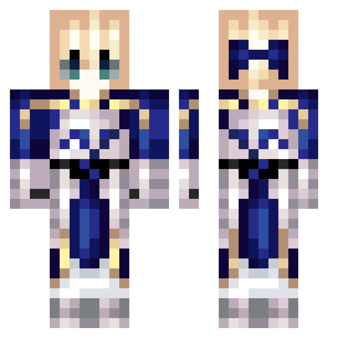 yeemenono Minecraft skin, front and back view