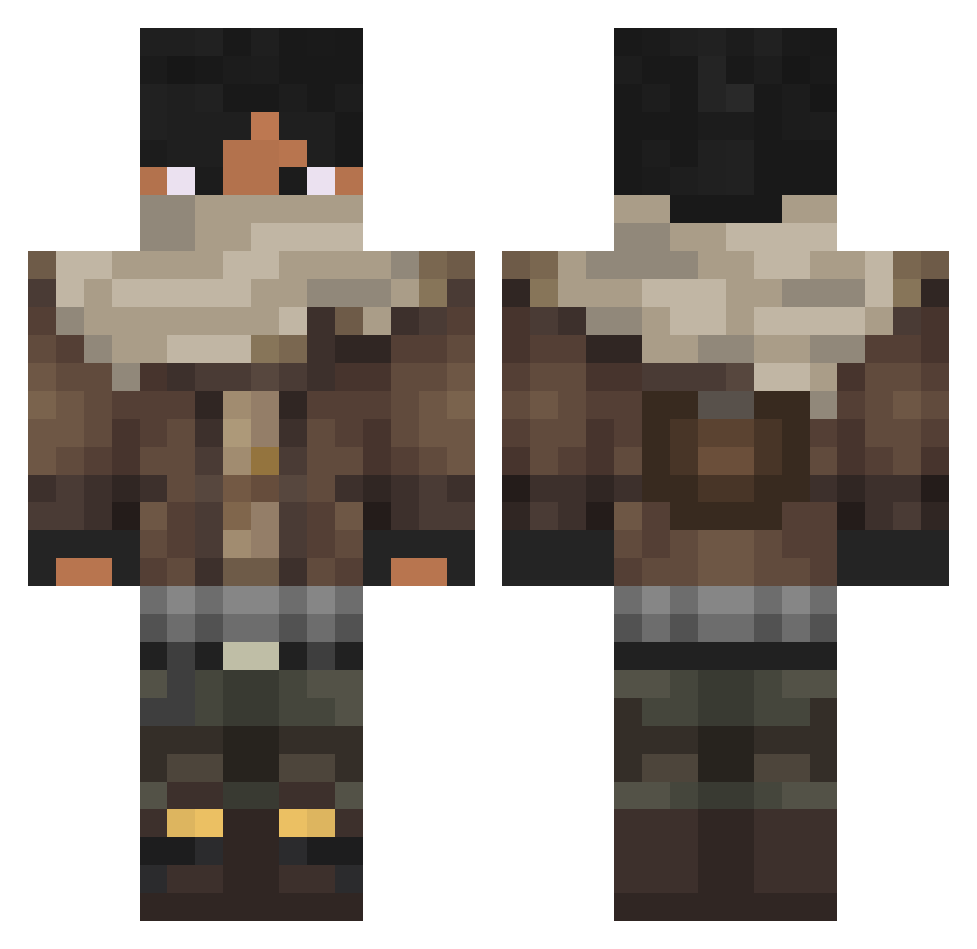 Torogg Minecraft skin, front and back view