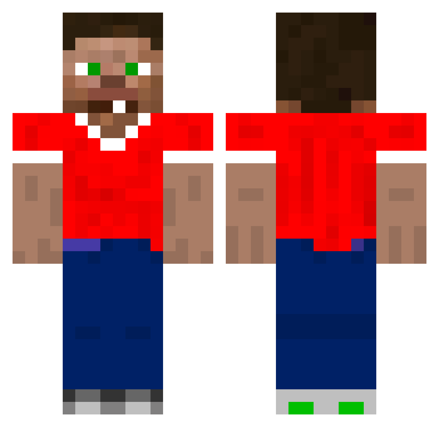 Pusher Minecraft skin, front and back view