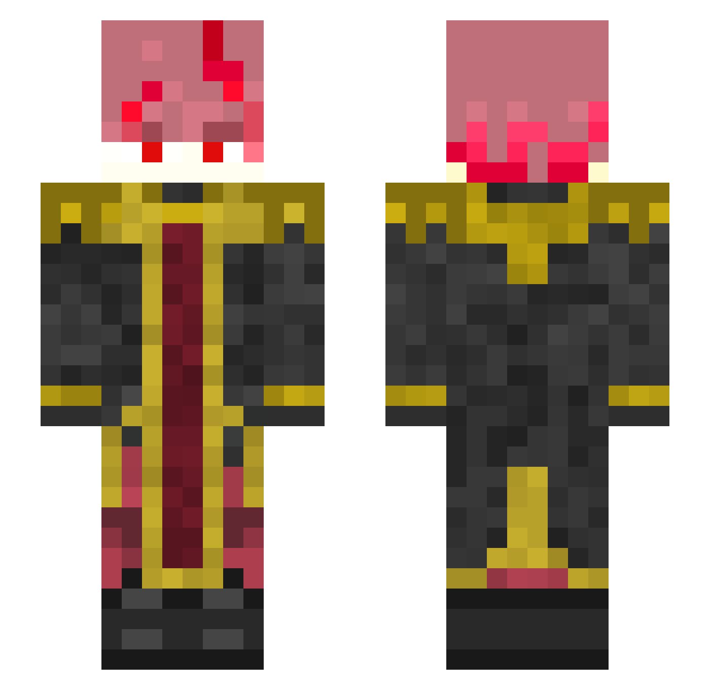 Jredpine Minecraft skin, front and back view