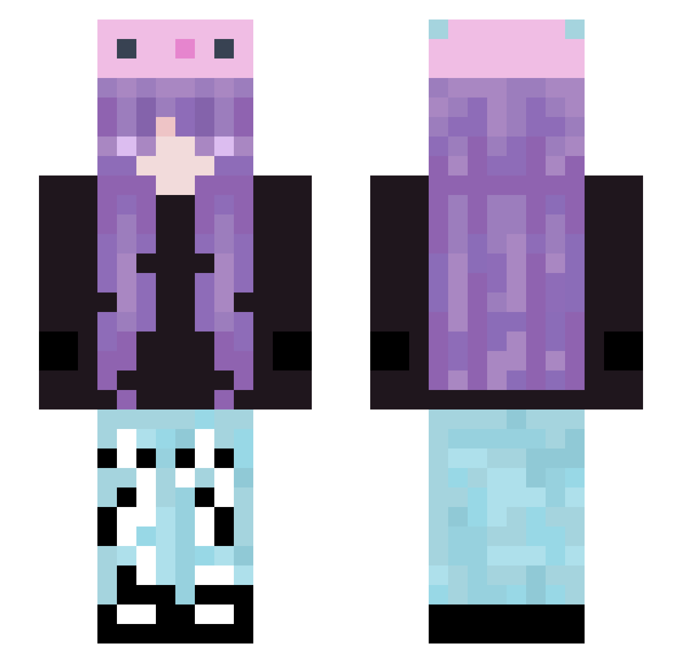 Purplezss Minecraft skin, front and back view