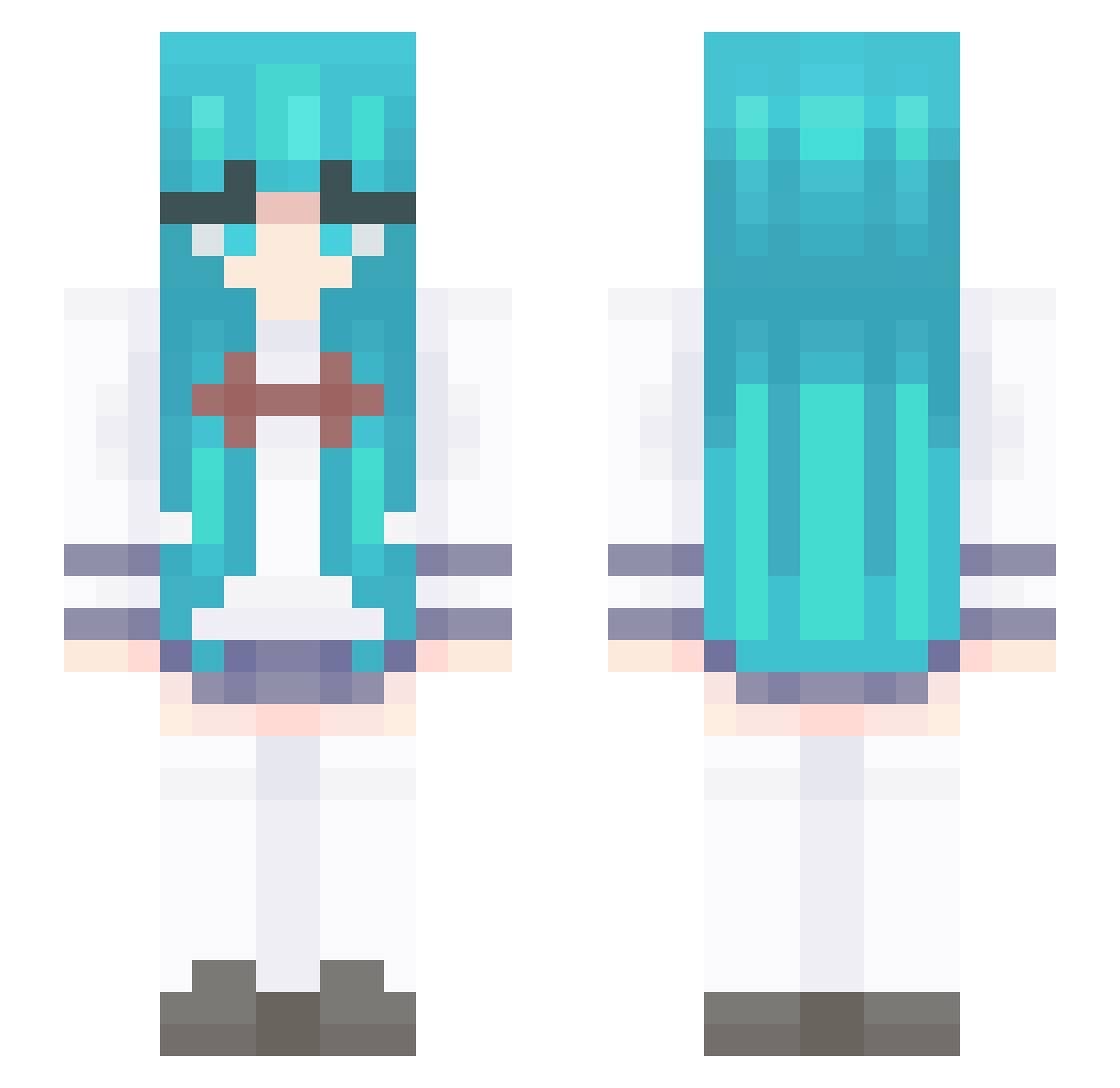 Selachon Minecraft skin, front and back view