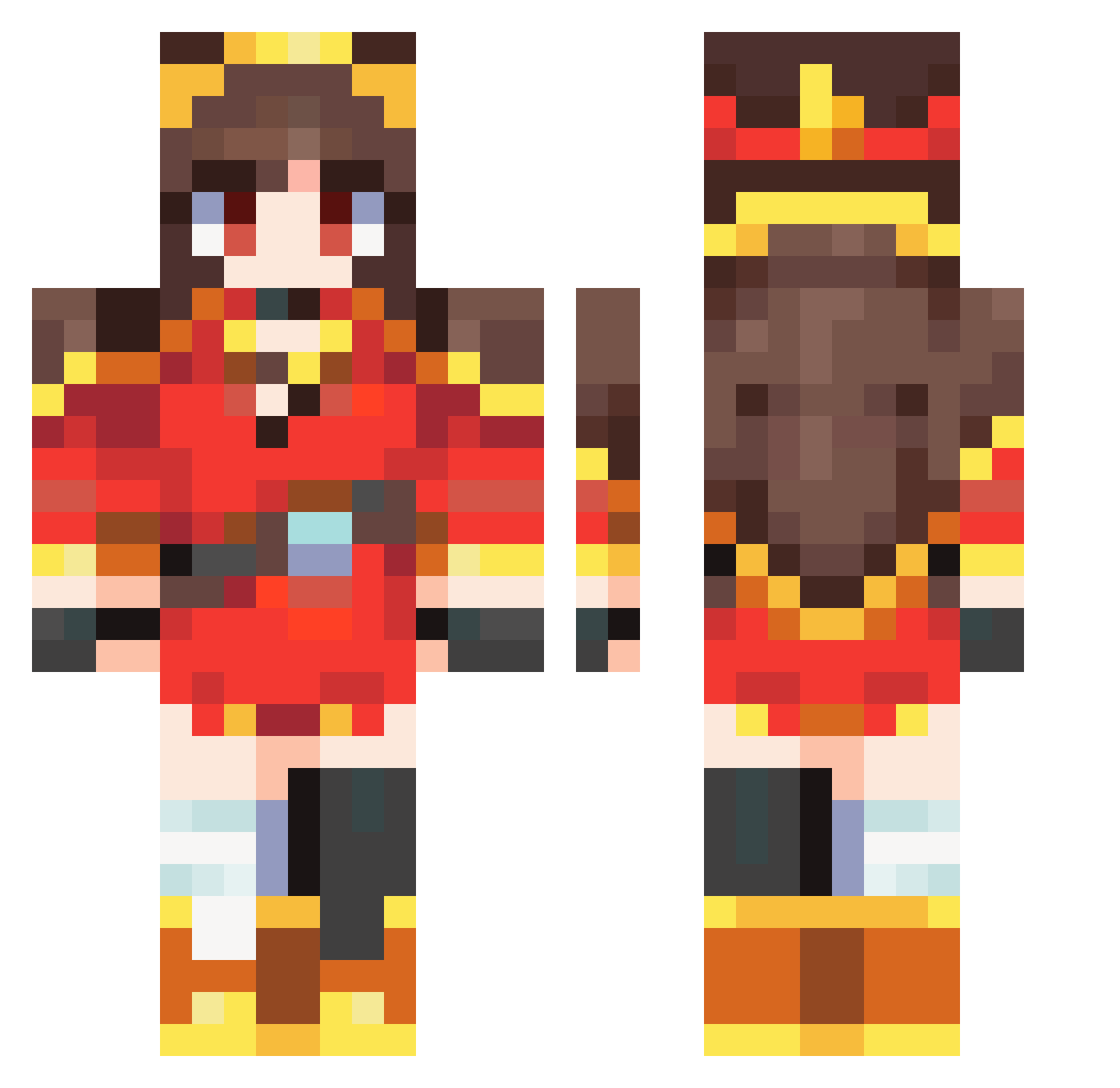Snow_Emilia Minecraft skin, front and back view