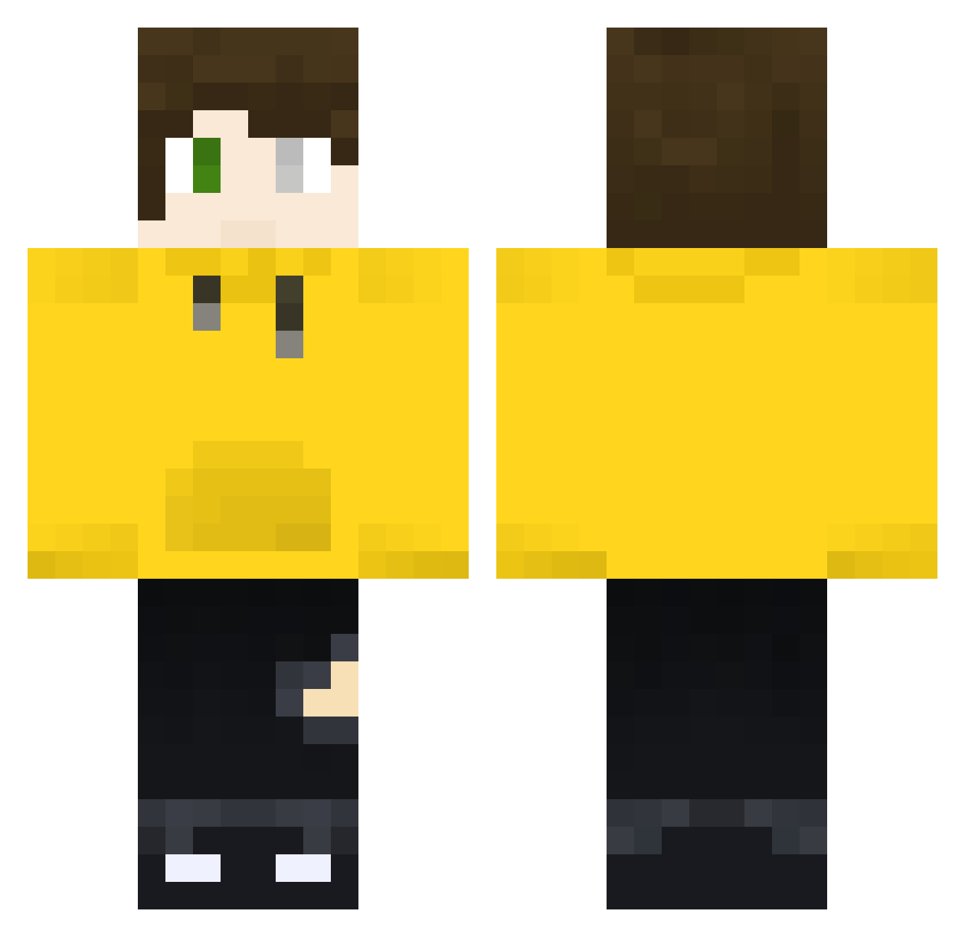 TheYellowClog Minecraft skin, front and back view