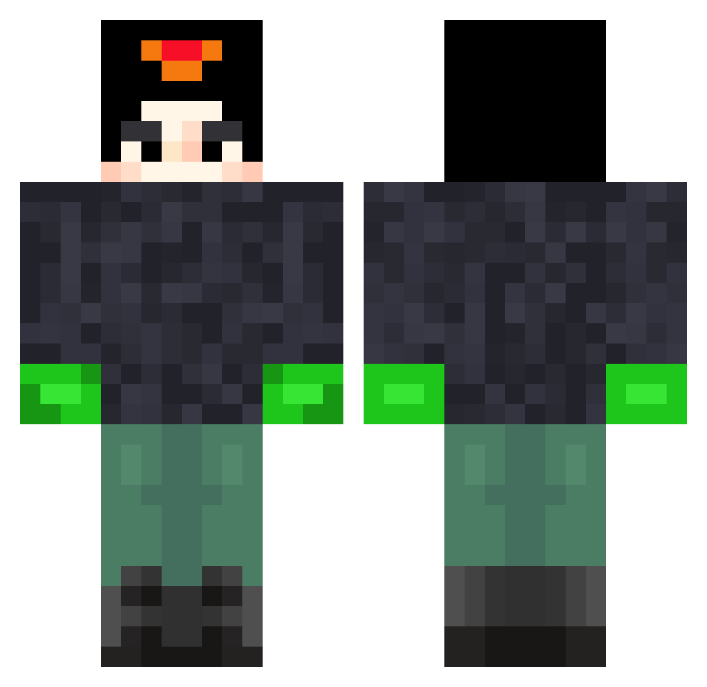 Wiktorus350 Minecraft skin, front and back view
