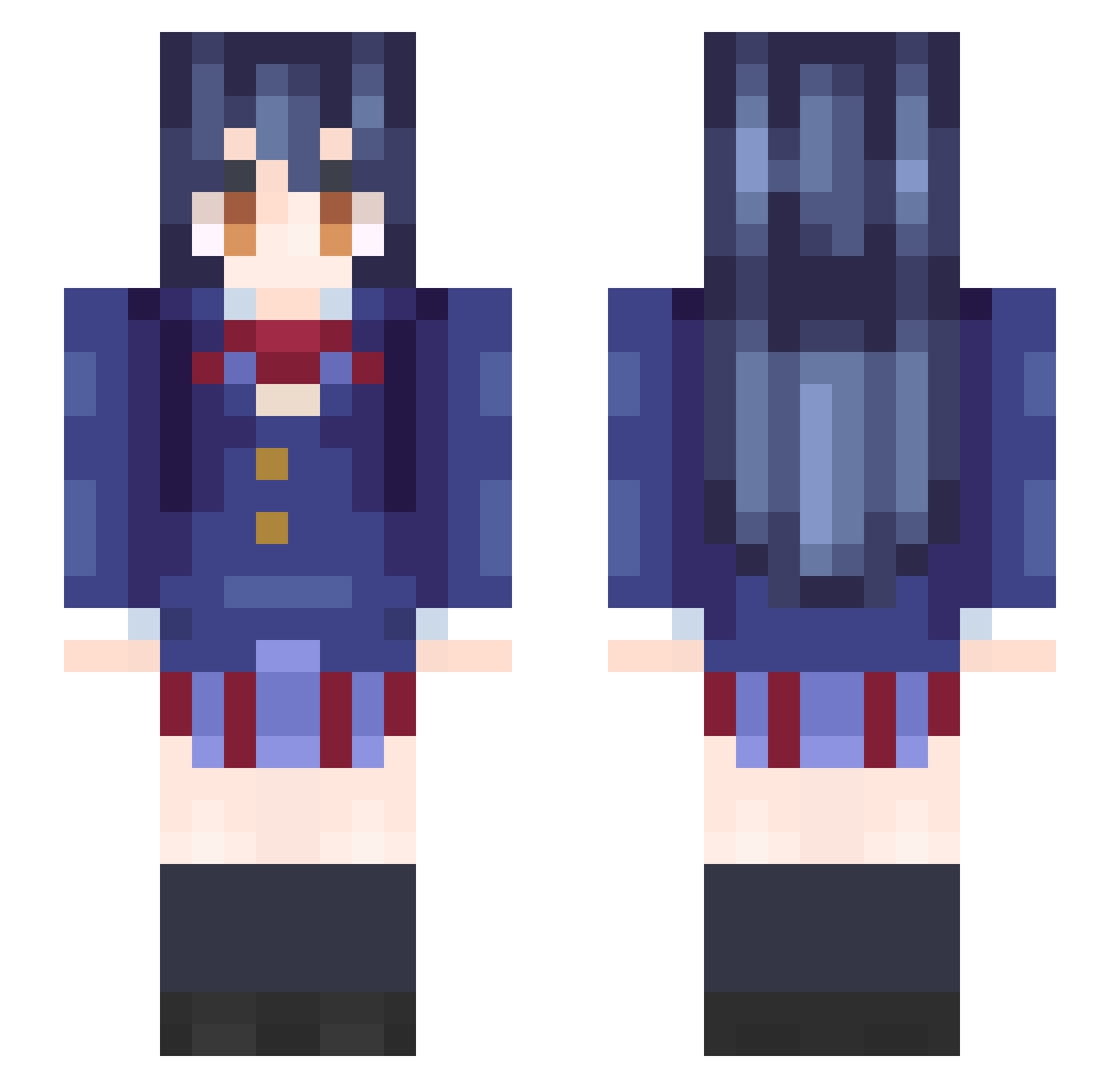 Sulphides Minecraft skin, front and back view