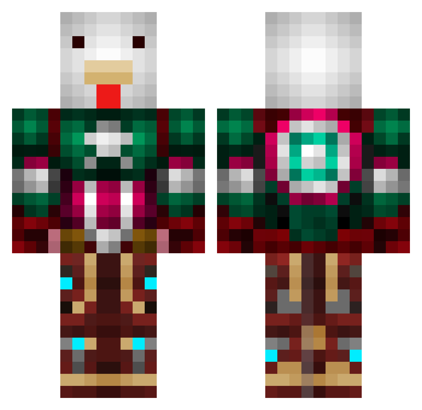 ScientistA Minecraft skin, front and back view