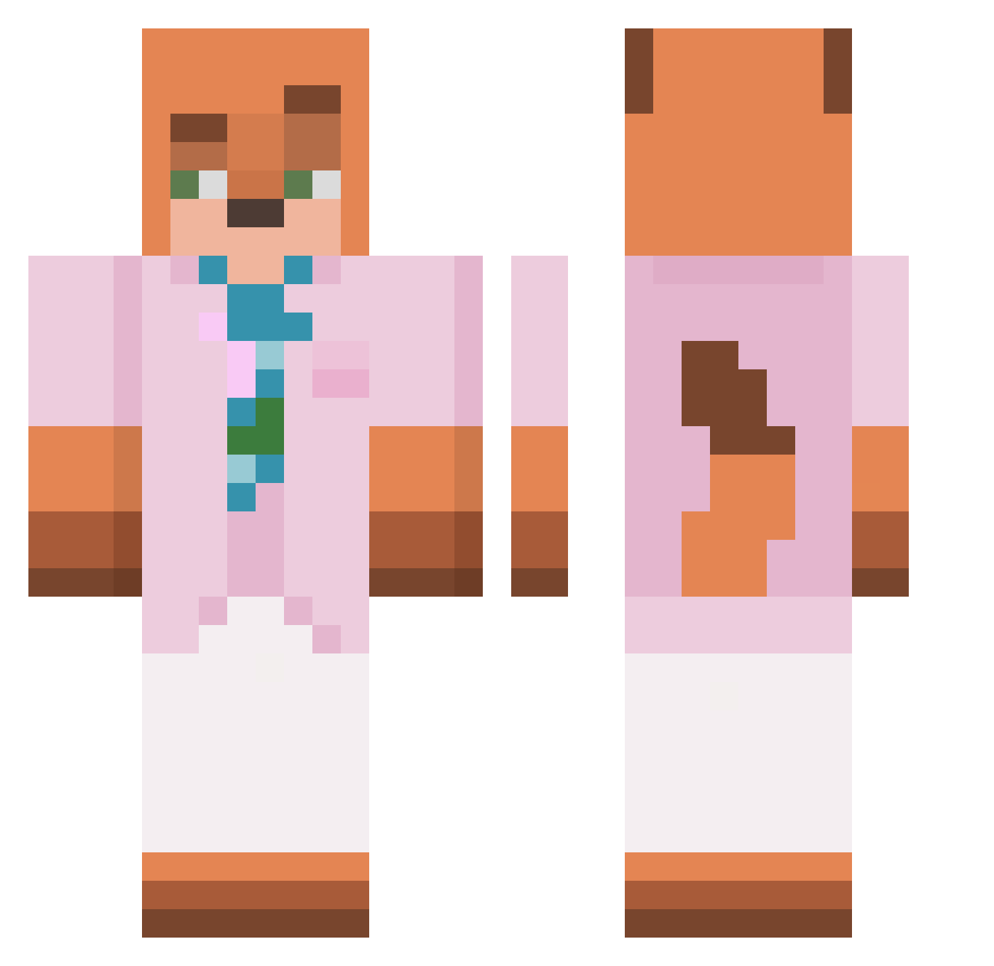 ranrice Minecraft skin, front and back view