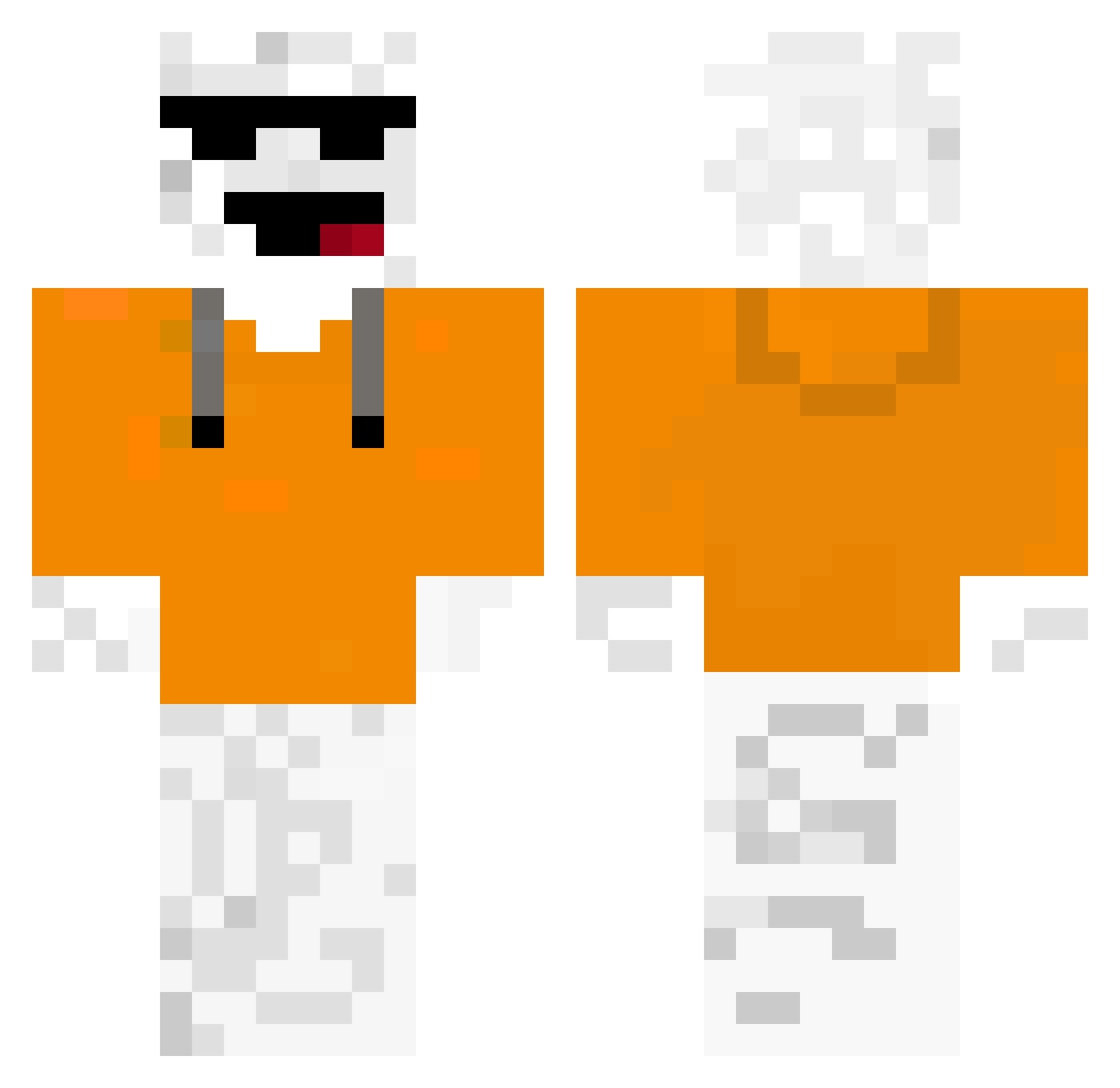 Woolmercuryy Minecraft skin, front and back view