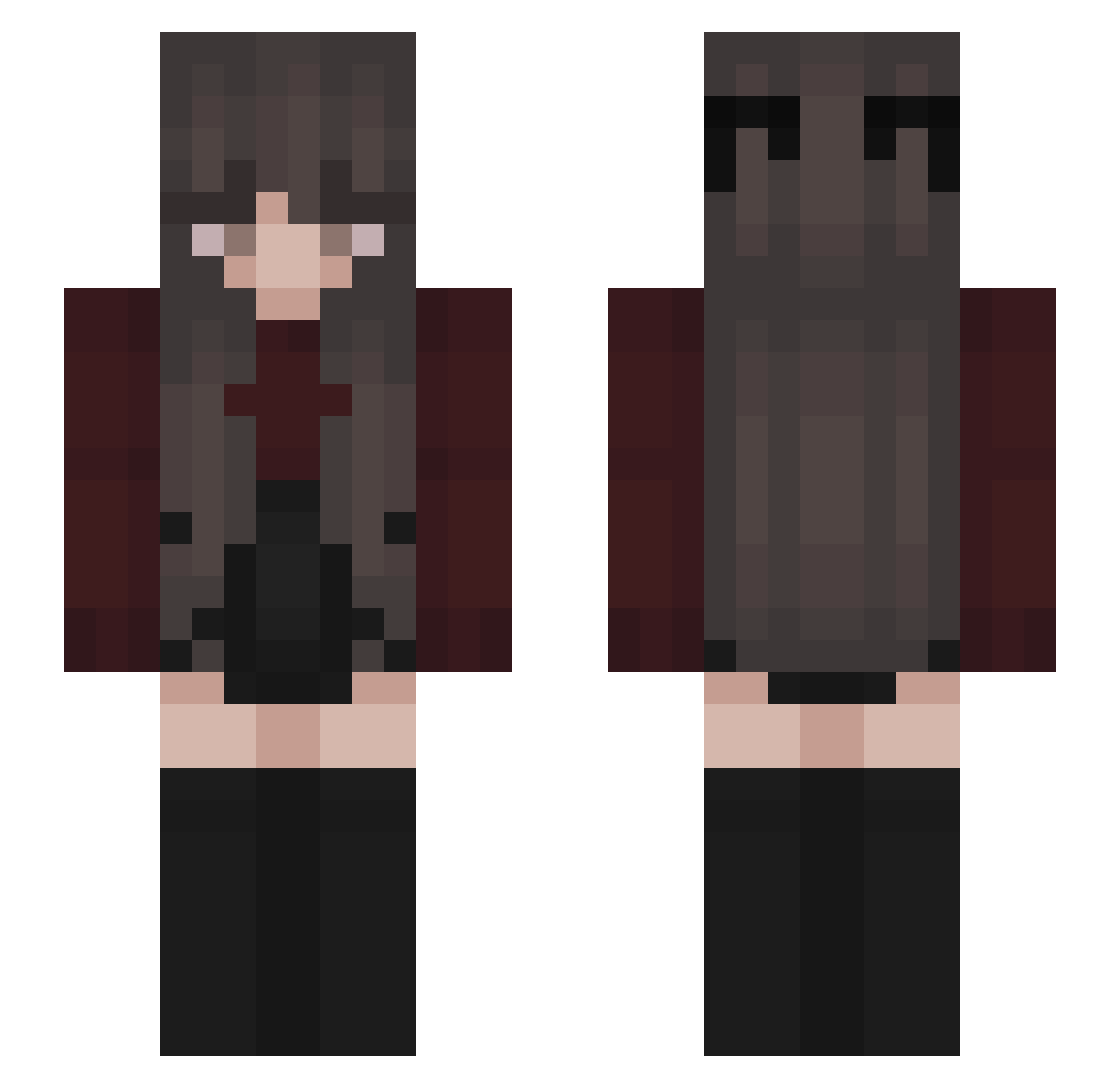 Sarcassm_ Minecraft skin, front and back view