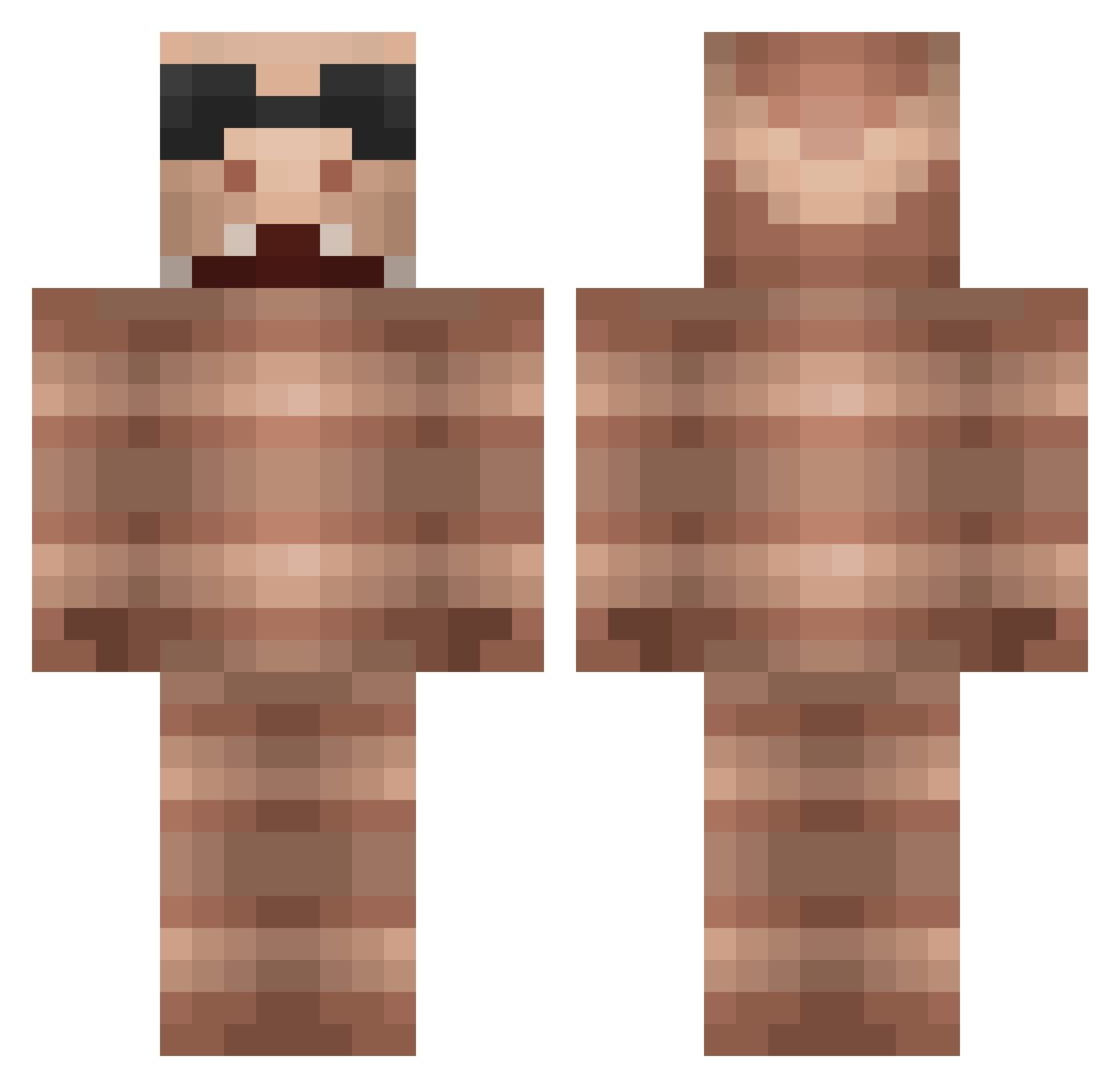 Gusanitoo Minecraft skin, front and back view