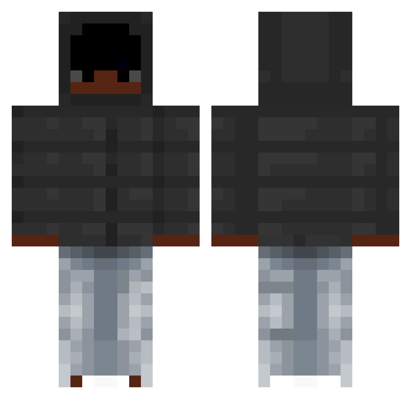 Skygum Minecraft skin, front and back view
