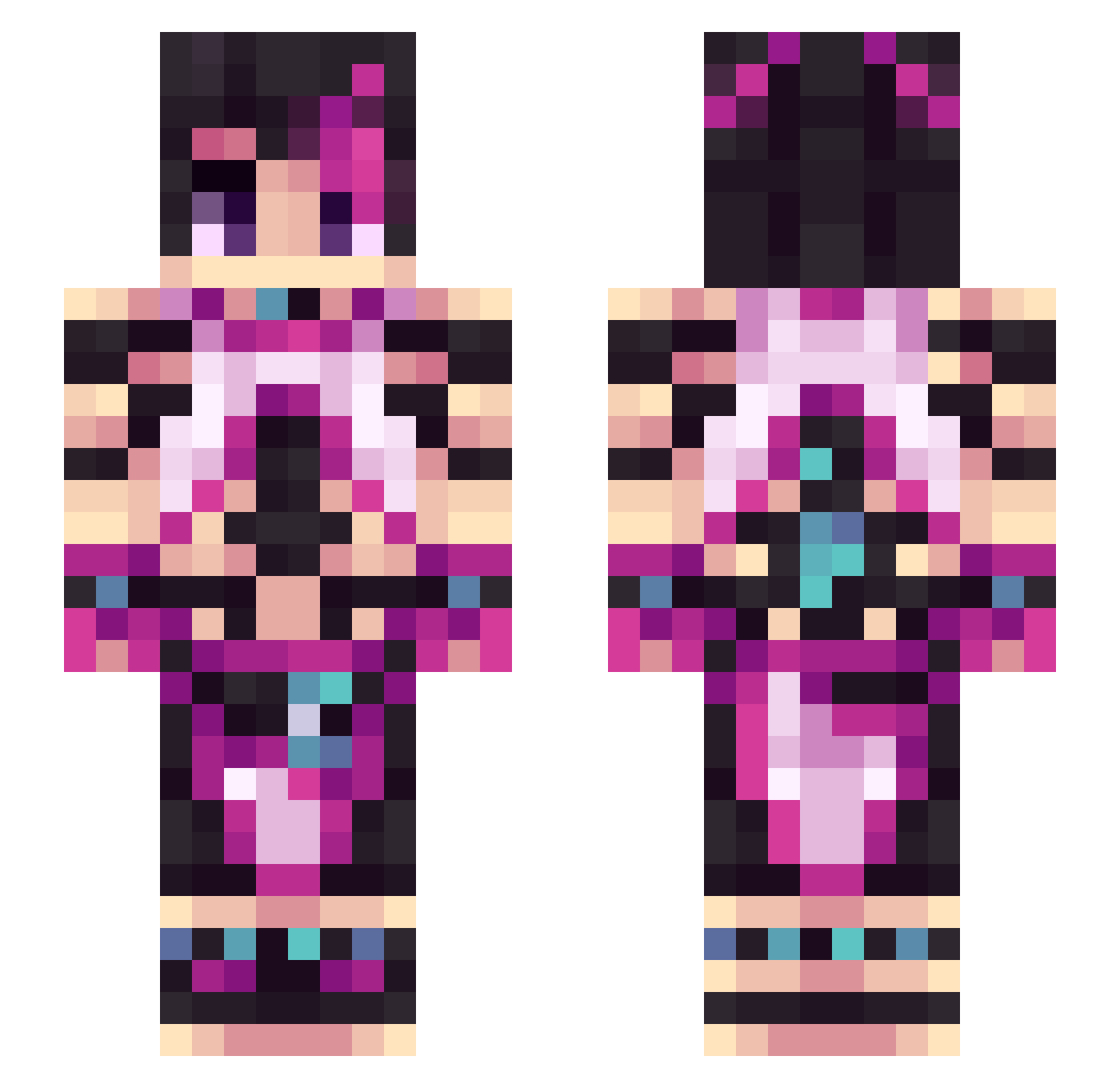 pTrsN Minecraft skin, front and back view