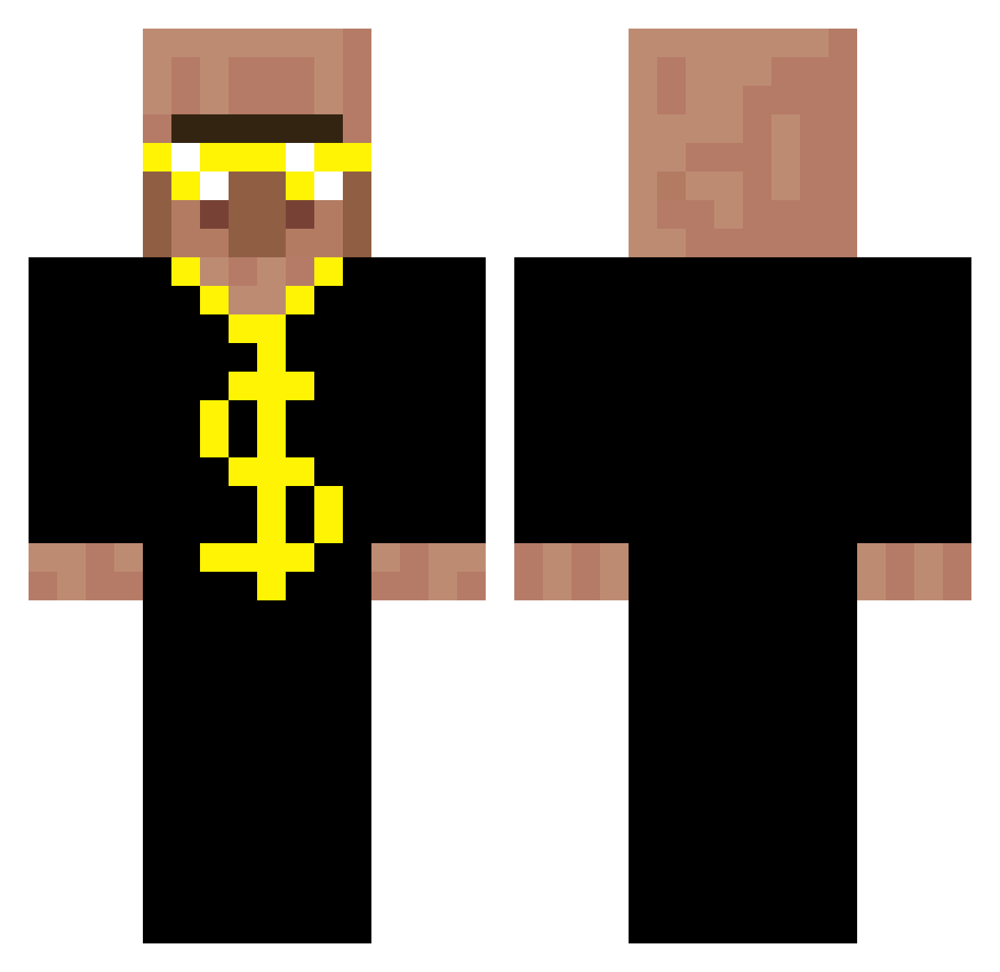 Raichupans Minecraft skin, front and back view
