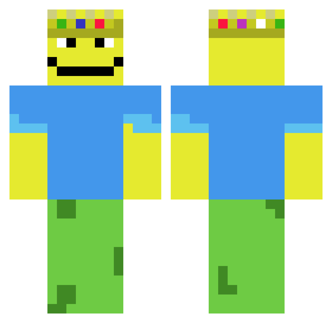 THE_NOOB_KING_ Minecraft skin, front and back view