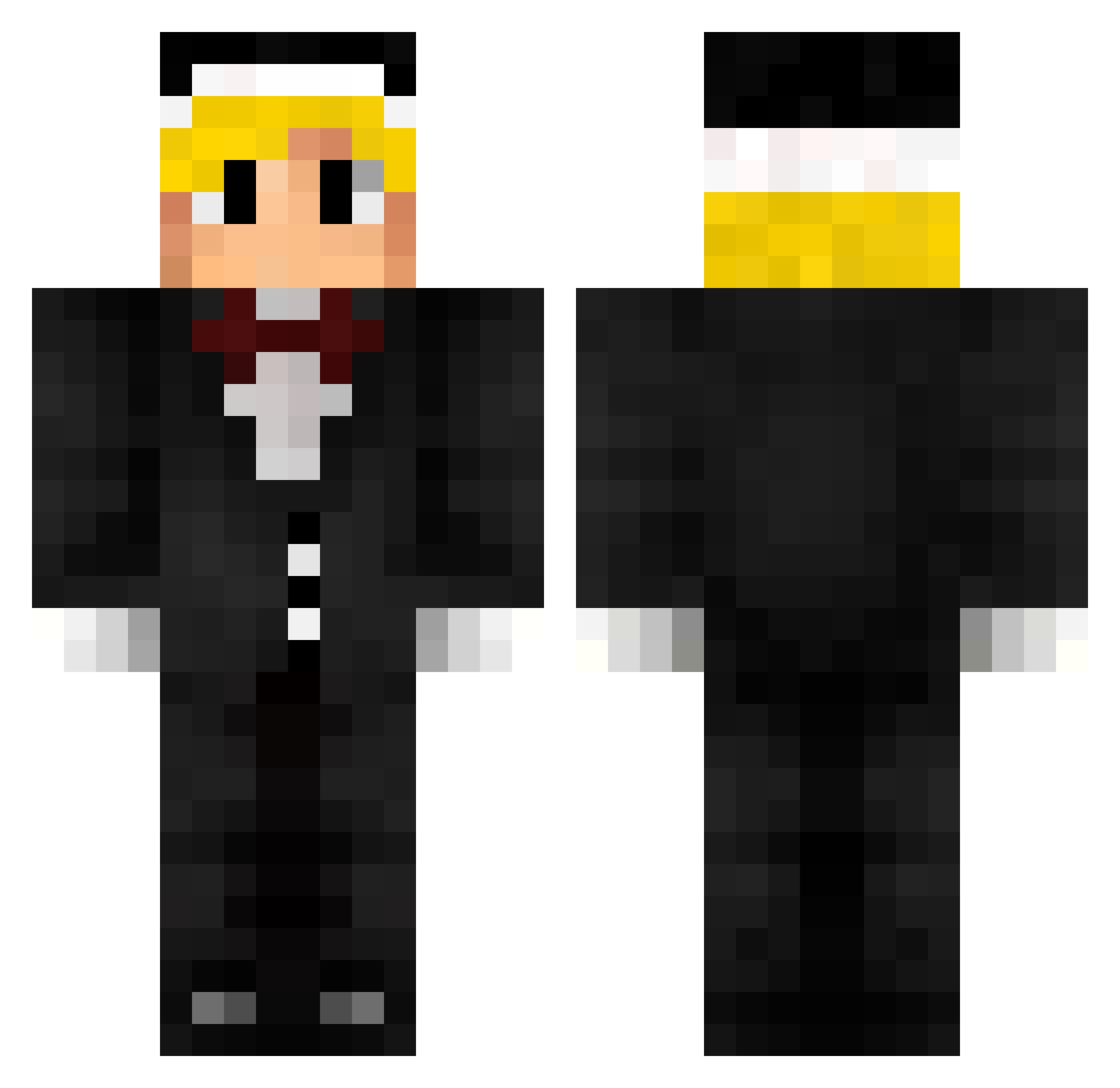 NotMete Minecraft skin, front and back view