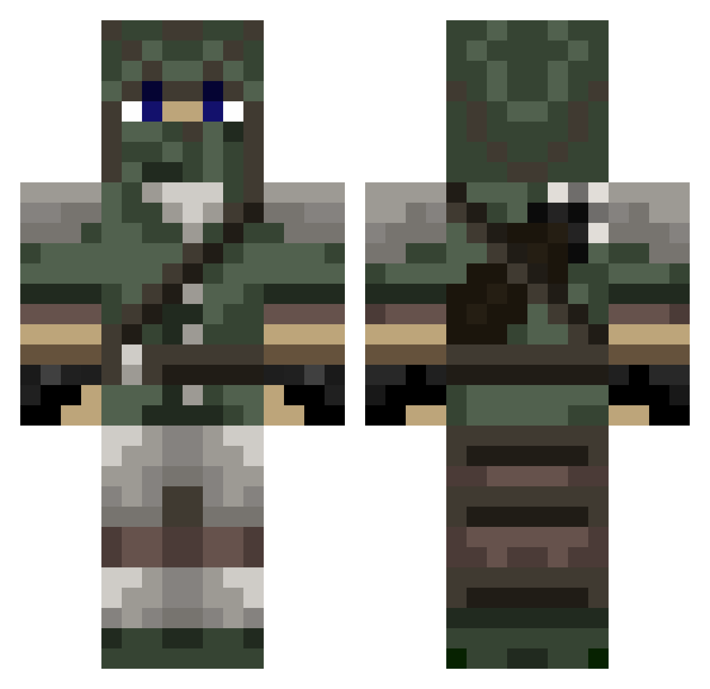 PVPKAROTTE Minecraft skin, front and back view