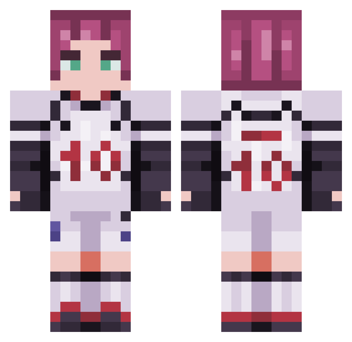 VXMPS0 Minecraft skin, front and back view