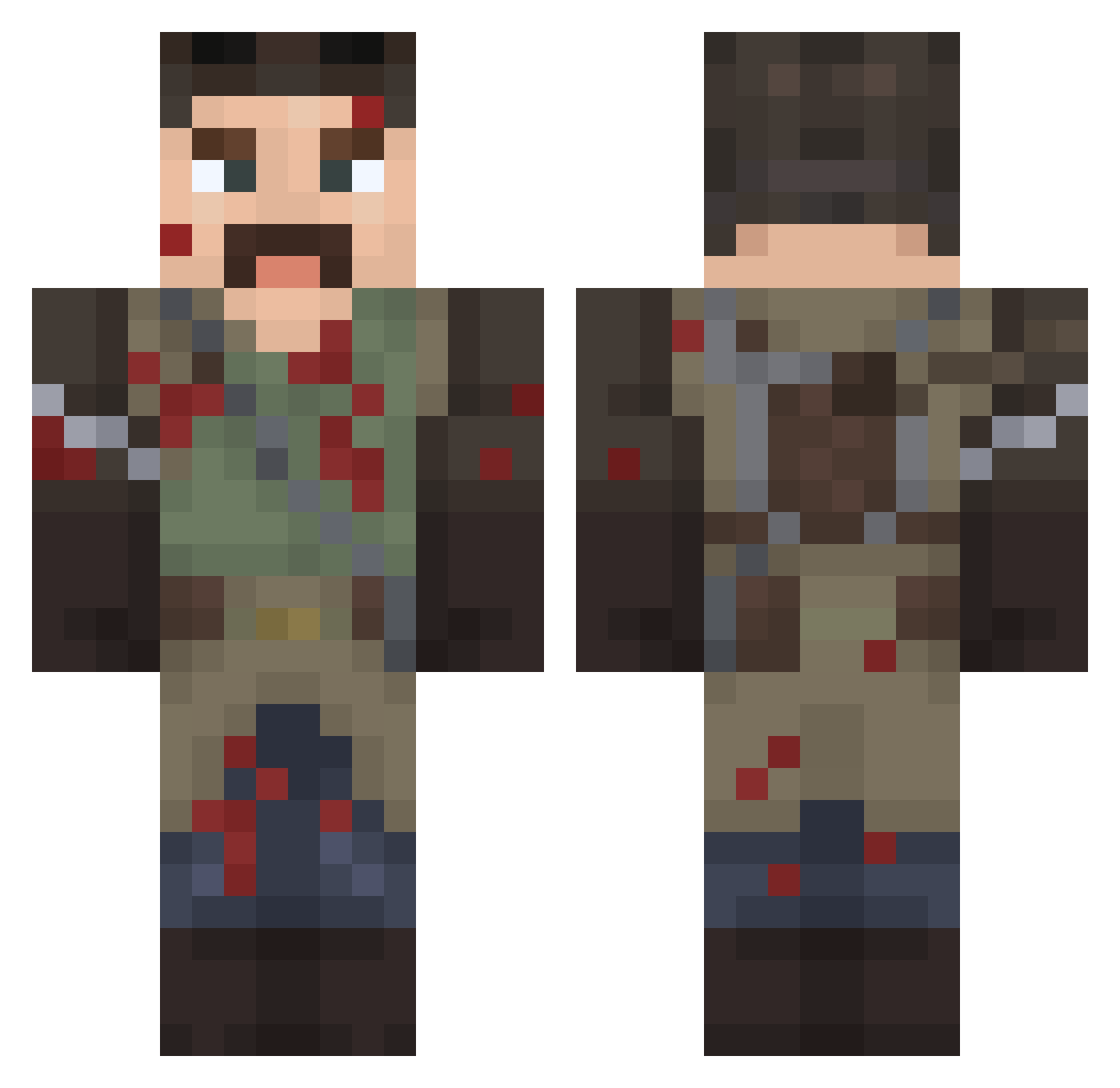 ClebinhoHack Minecraft skin, front and back view