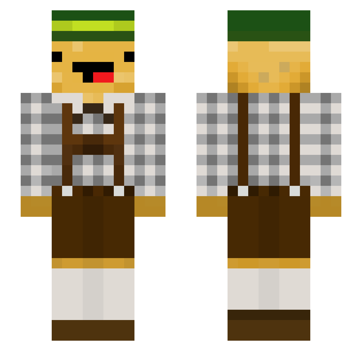potatochickon Minecraft skin, front and back view