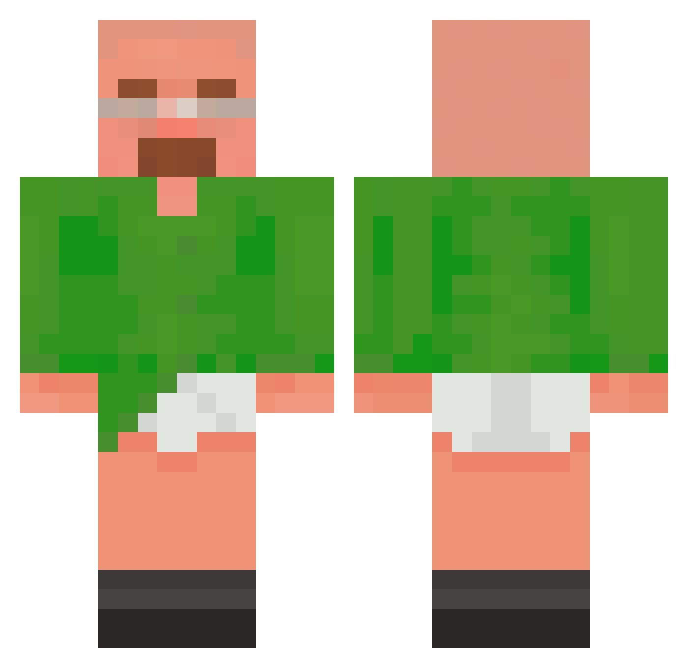 FlamingWafflez9 Minecraft skin, front and back view