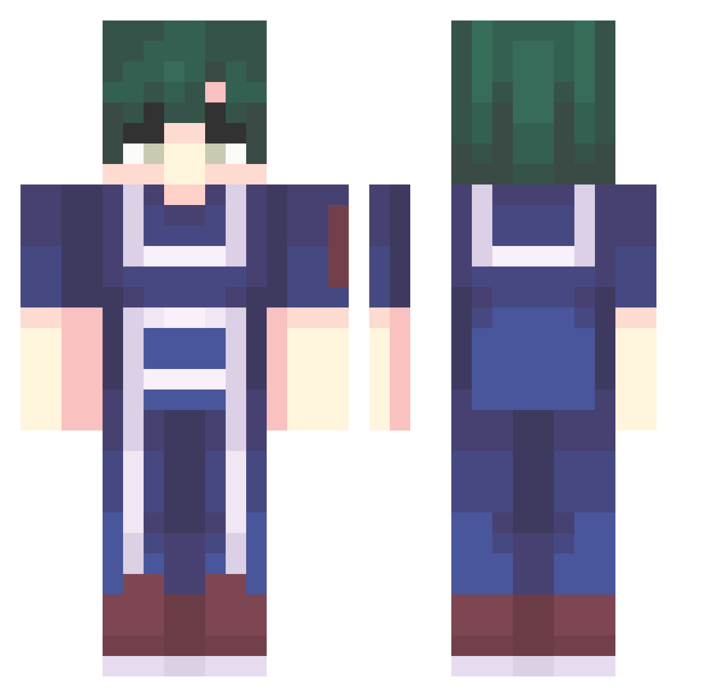 Vjox Minecraft skin, front and back view