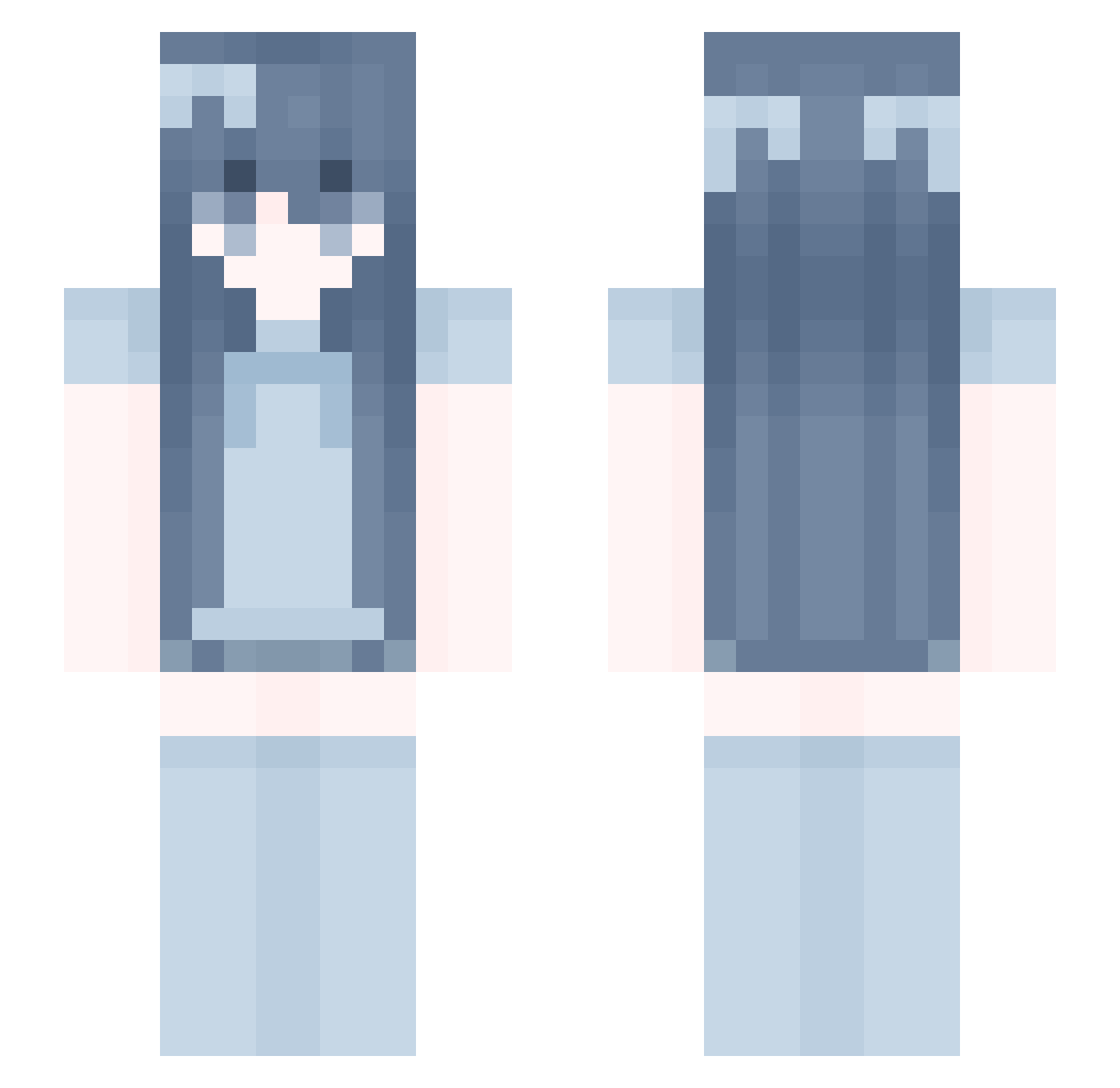 x_frostegirl Minecraft skin, front and back view