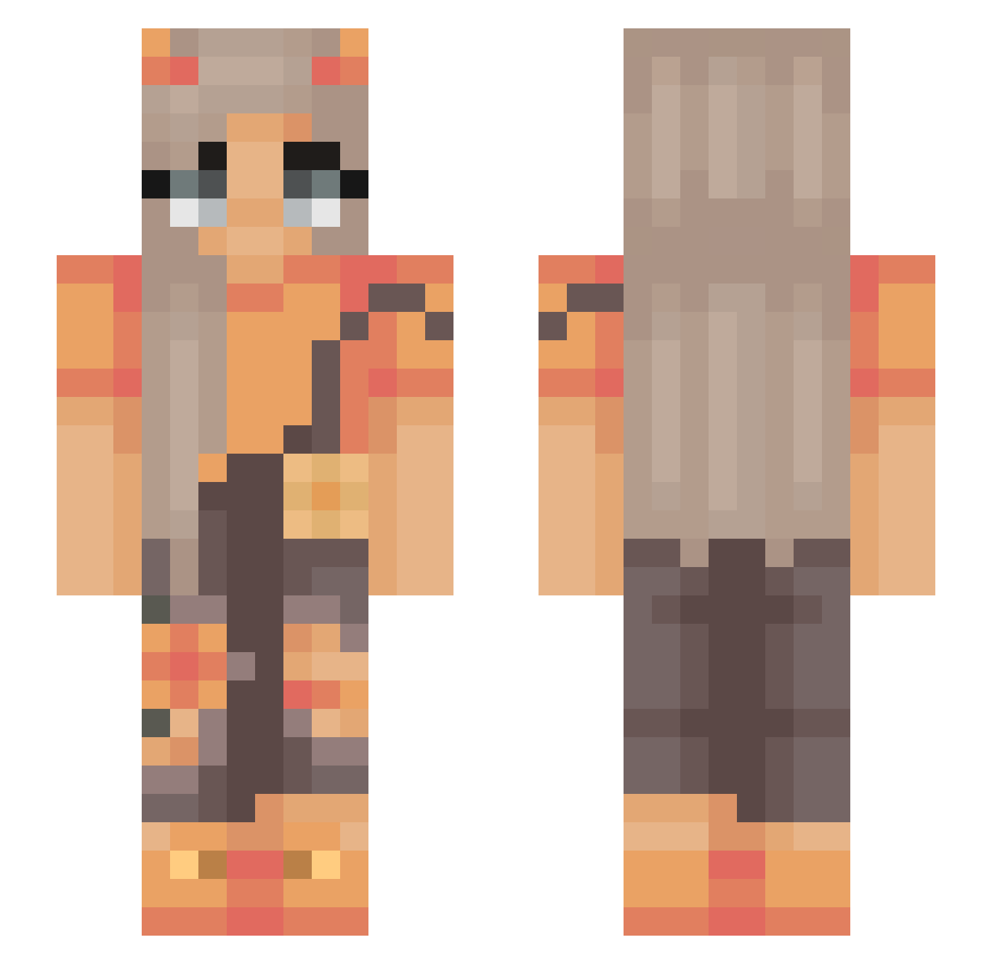 Scrow Minecraft skin, front and back view
