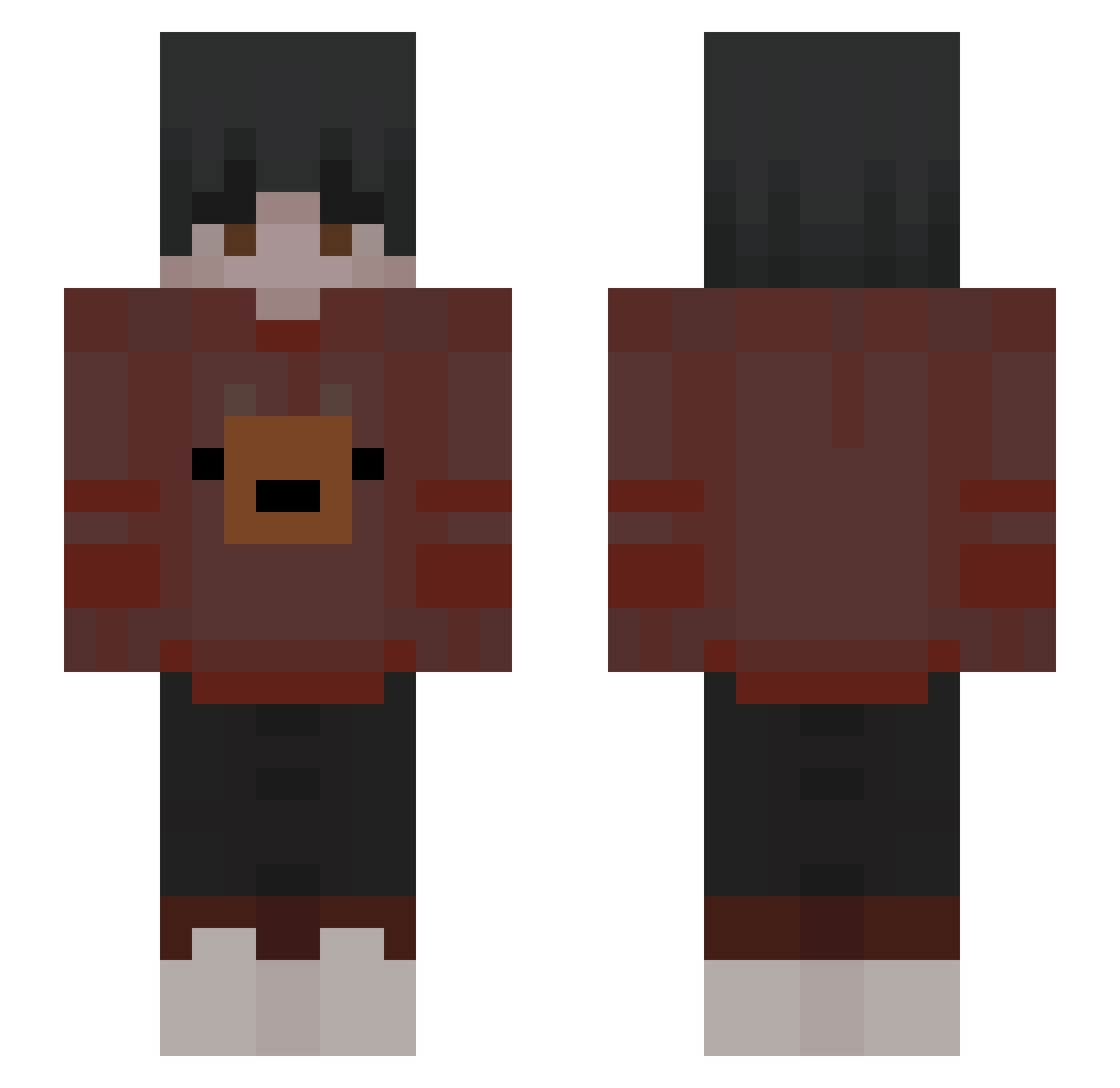 SmokedSteak Minecraft skin, front and back view