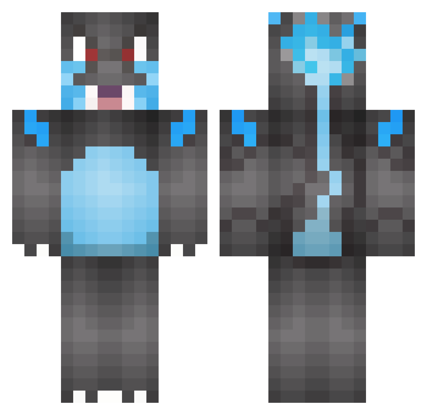 Charr Minecraft skin, front and back view
