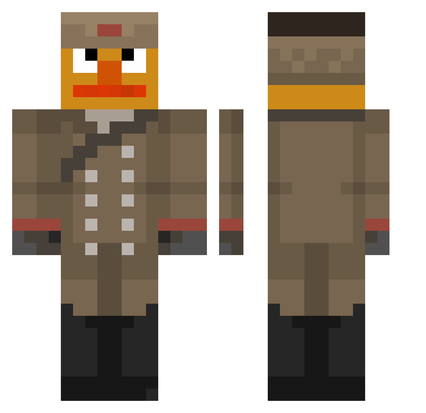 TwistedNateXD Minecraft skin, front and back view