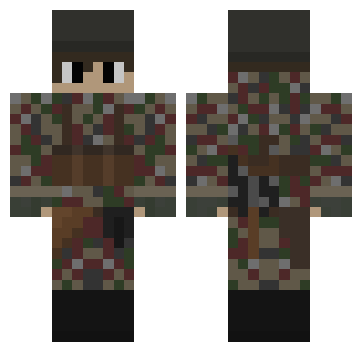 heatsickomega Minecraft skin, front and back view