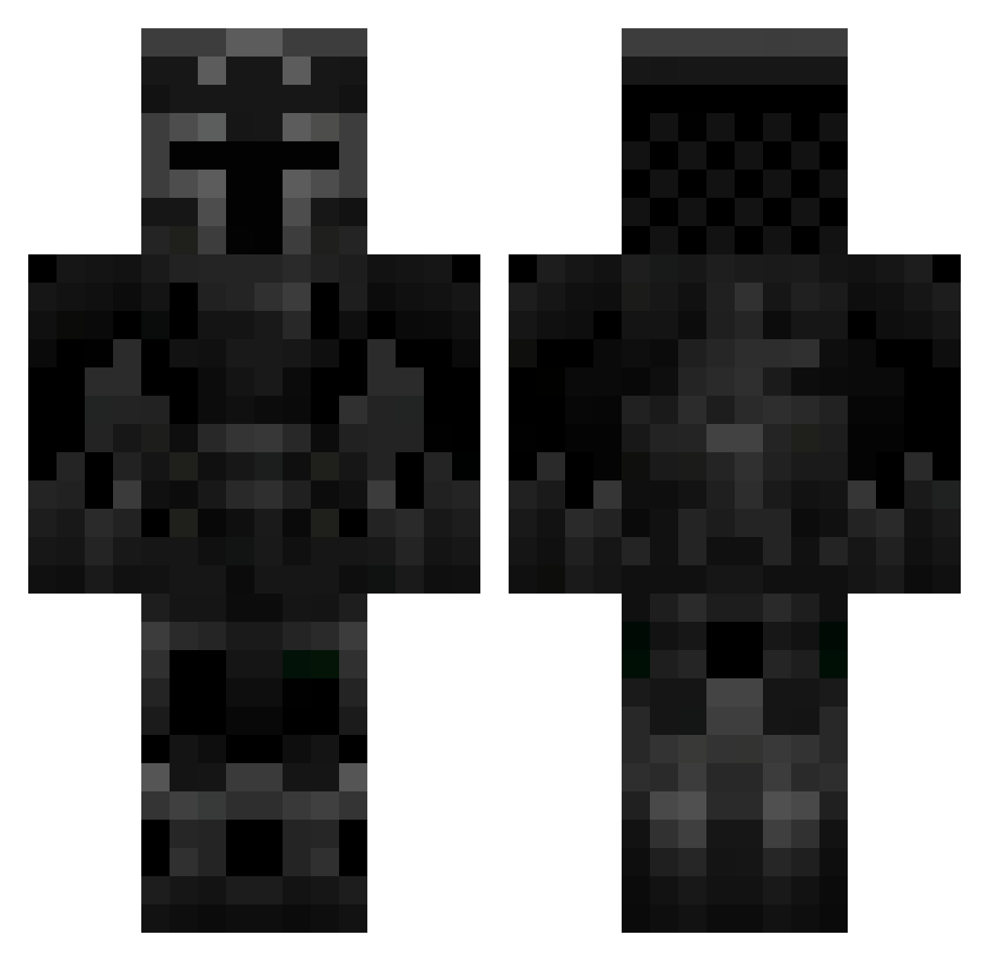 Suffusing Minecraft skin, front and back view
