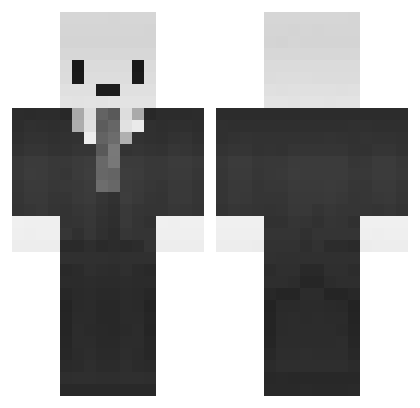 xpix1 Minecraft skin, front and back view