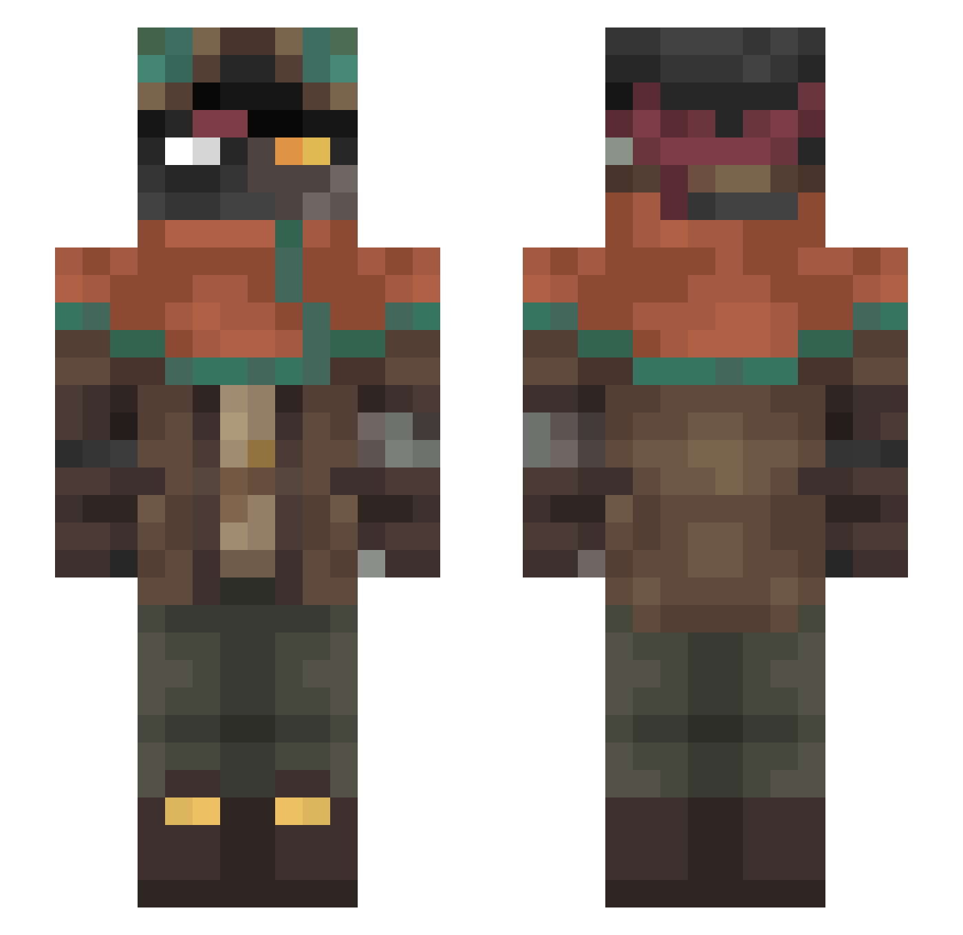 Axomir Minecraft skin, front and back view