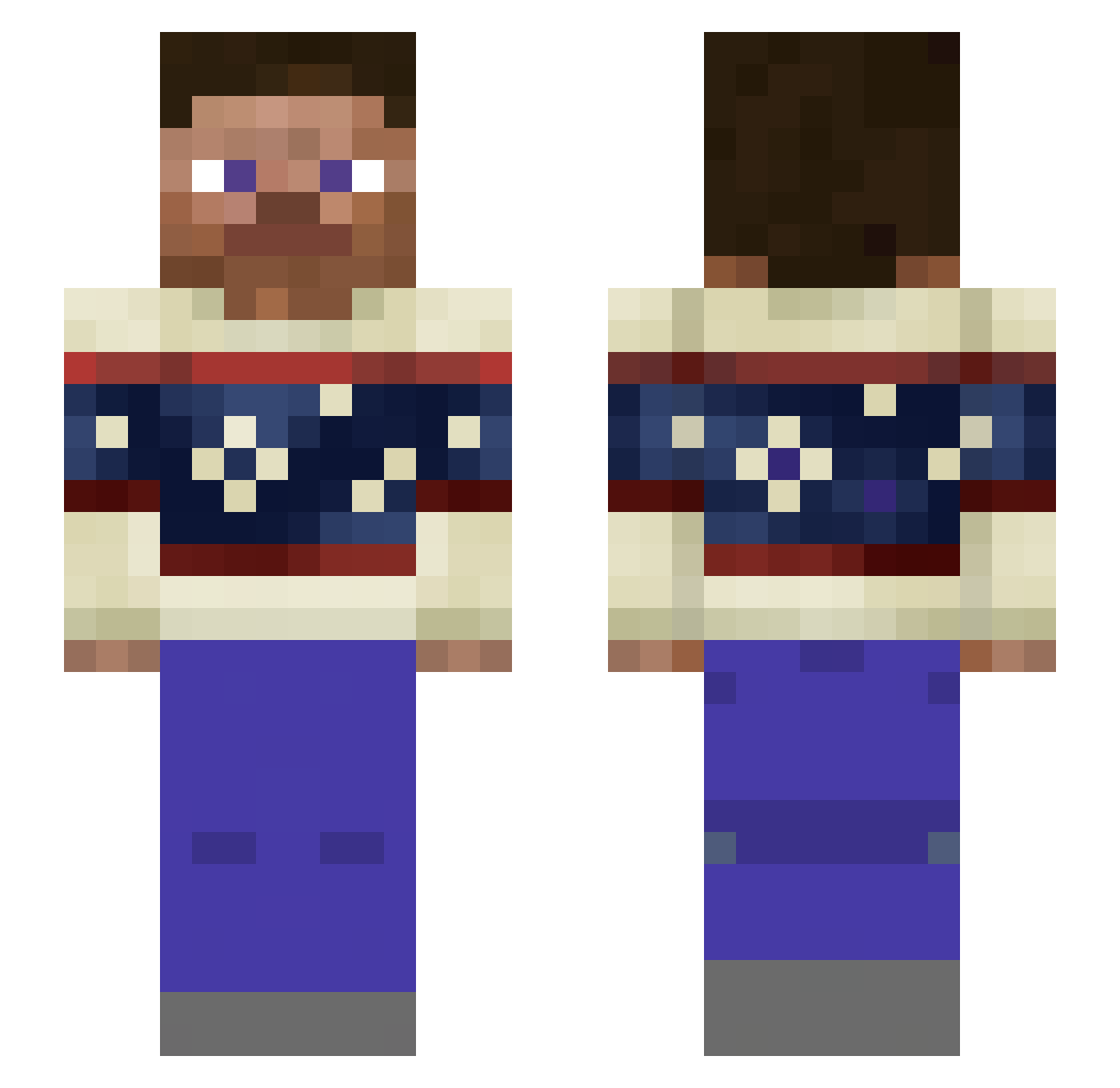 rascalbestcatna Minecraft skin, front and back view