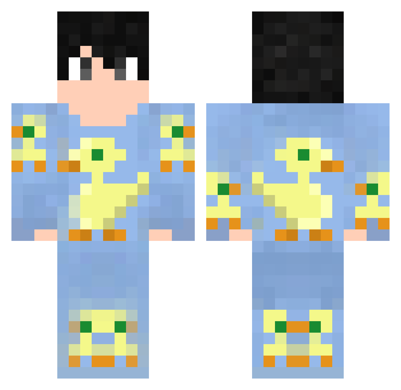 mcayy Minecraft skin, front and back view