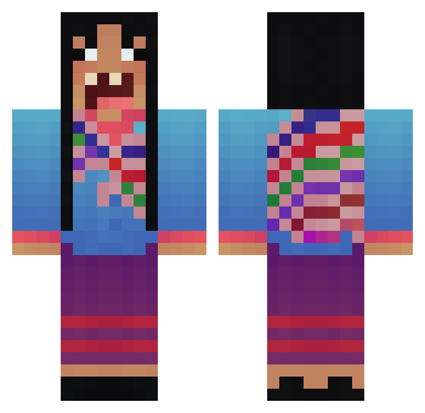 Hidendra360 Minecraft skin, front and back view