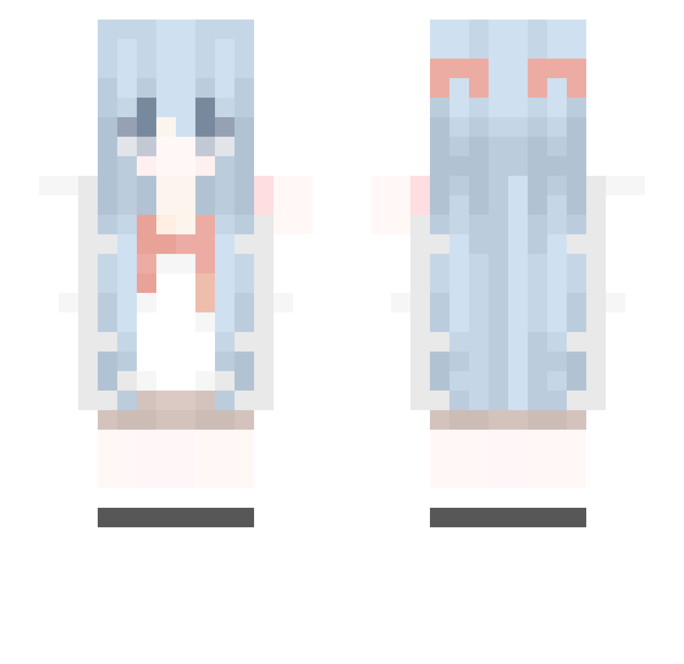 pxxxxxcel Minecraft skin, front and back view