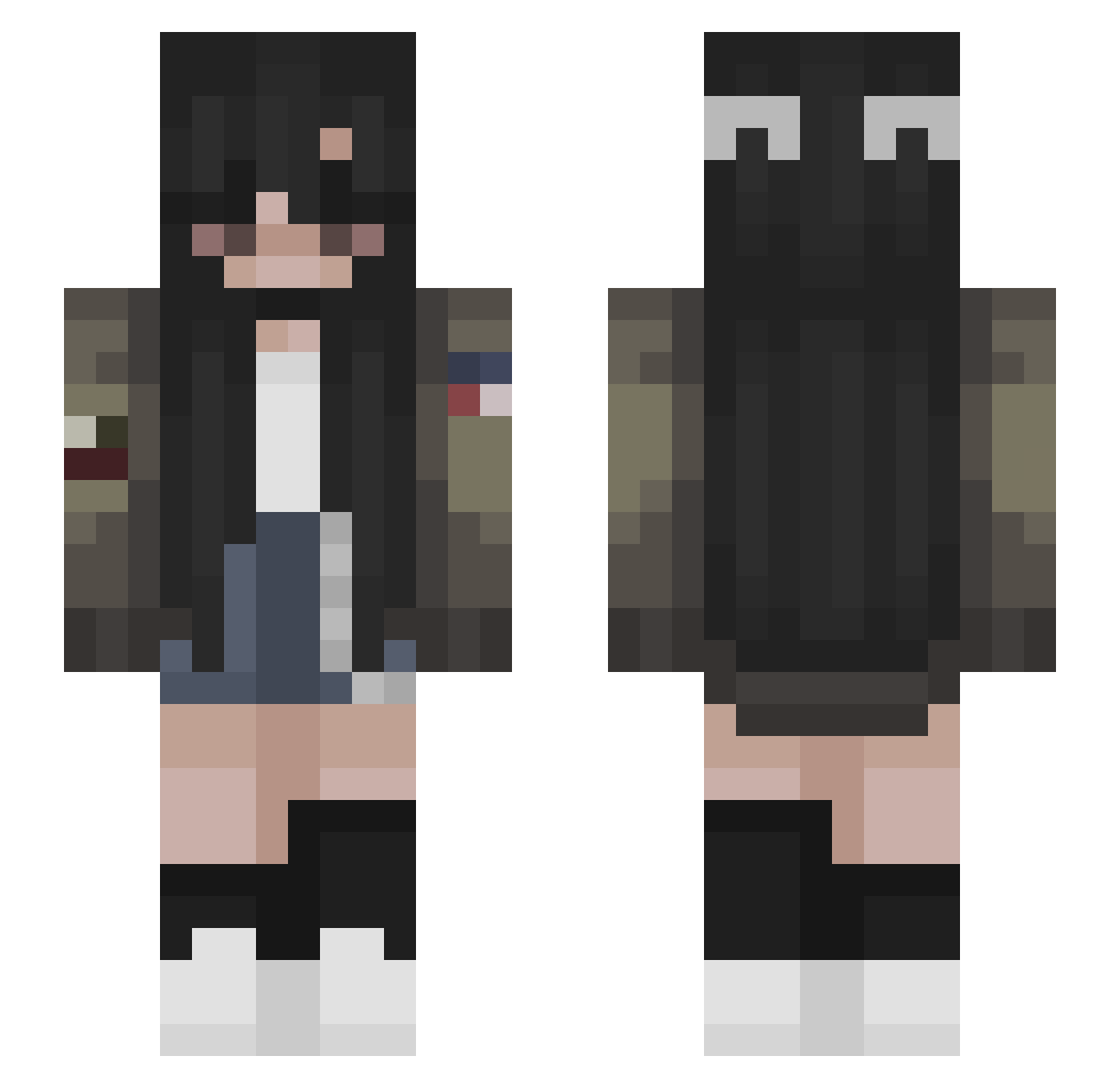 reddlededdle Minecraft skin, front and back view