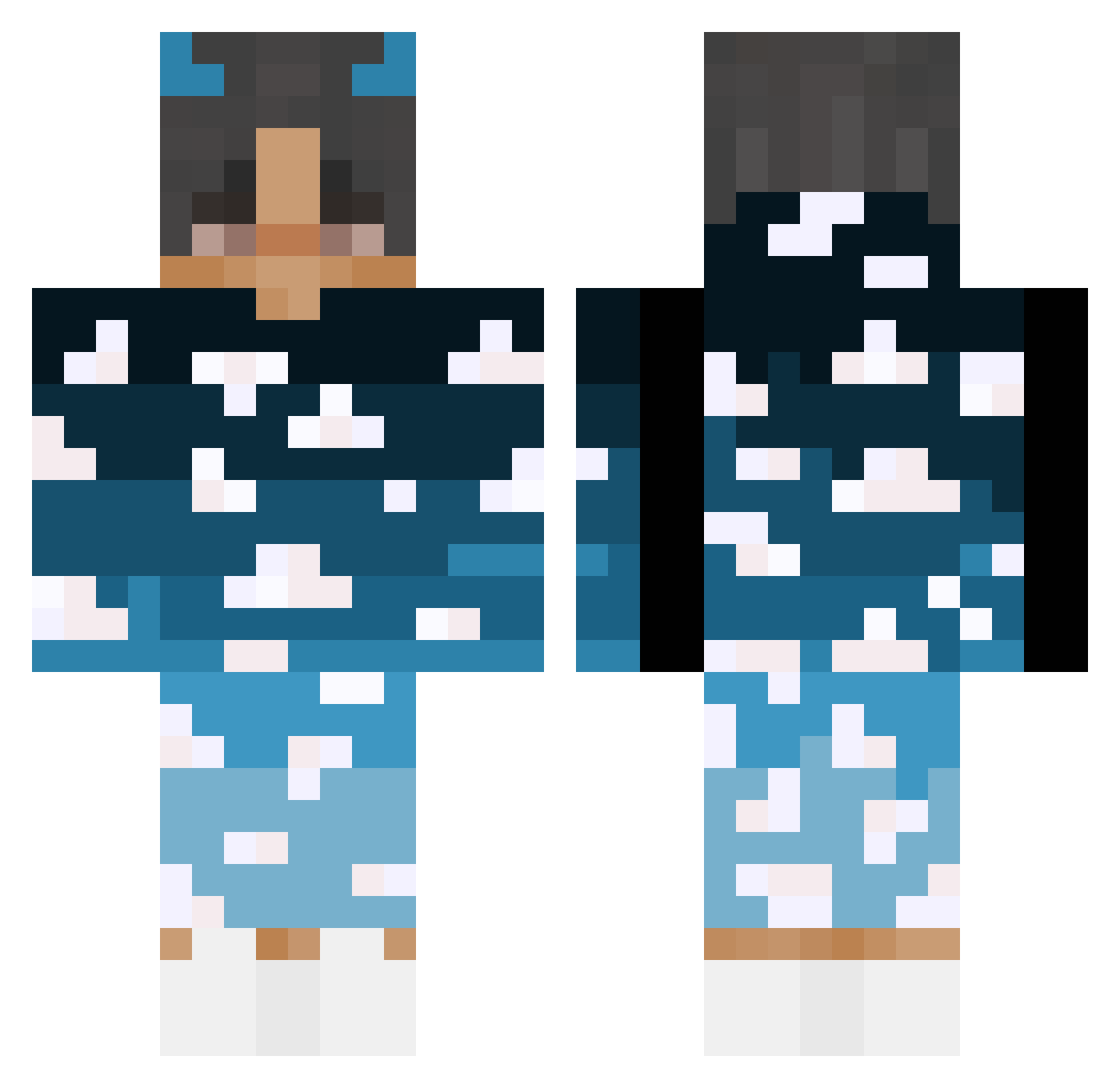 AlexWereNotFound Minecraft skin, front and back view