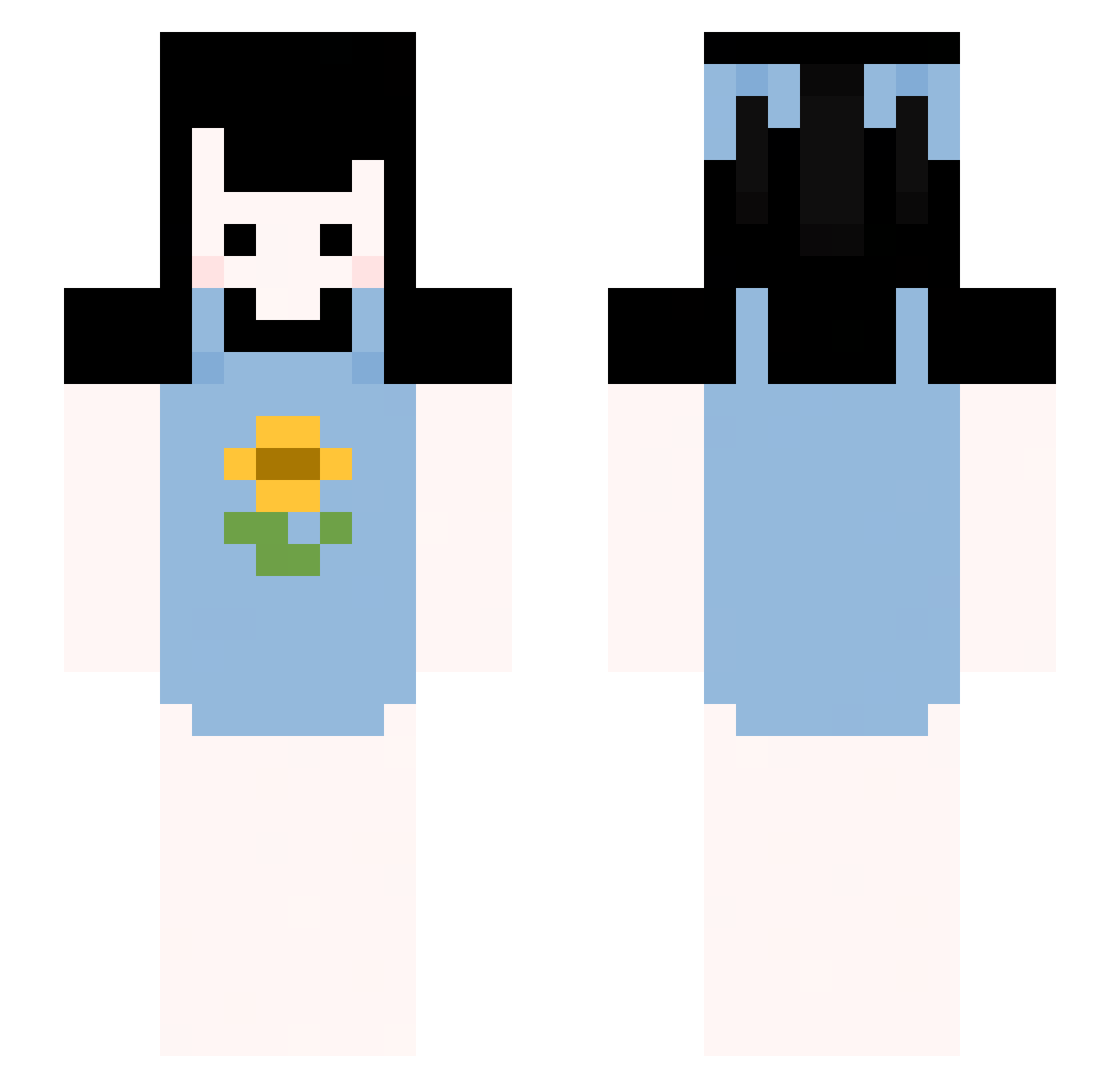 Ribboned Minecraft skin, front and back view