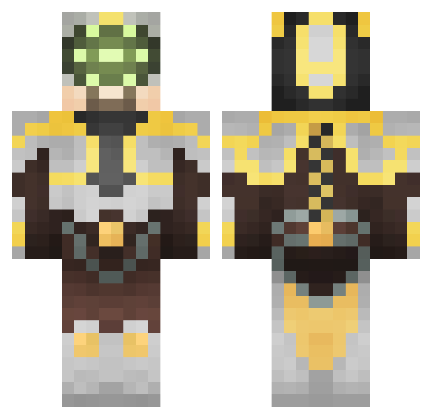 R96S Minecraft skin, front and back view