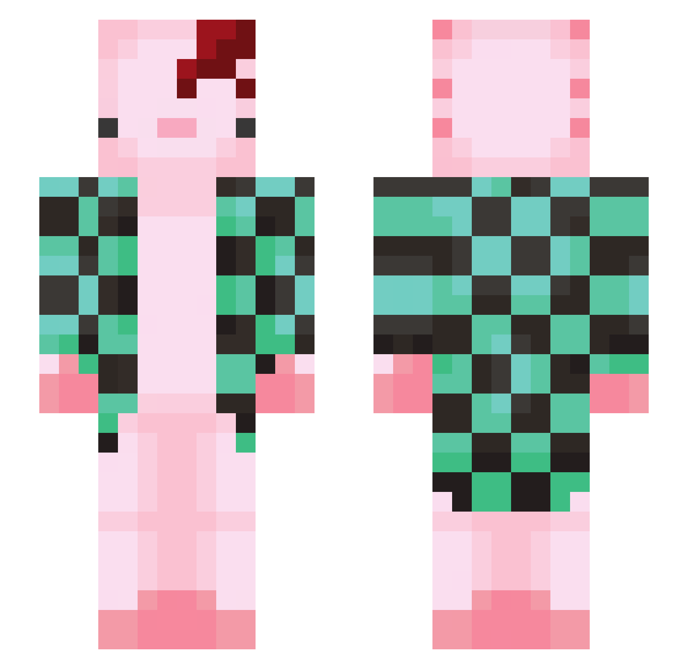RexoTV Minecraft skin, front and back view