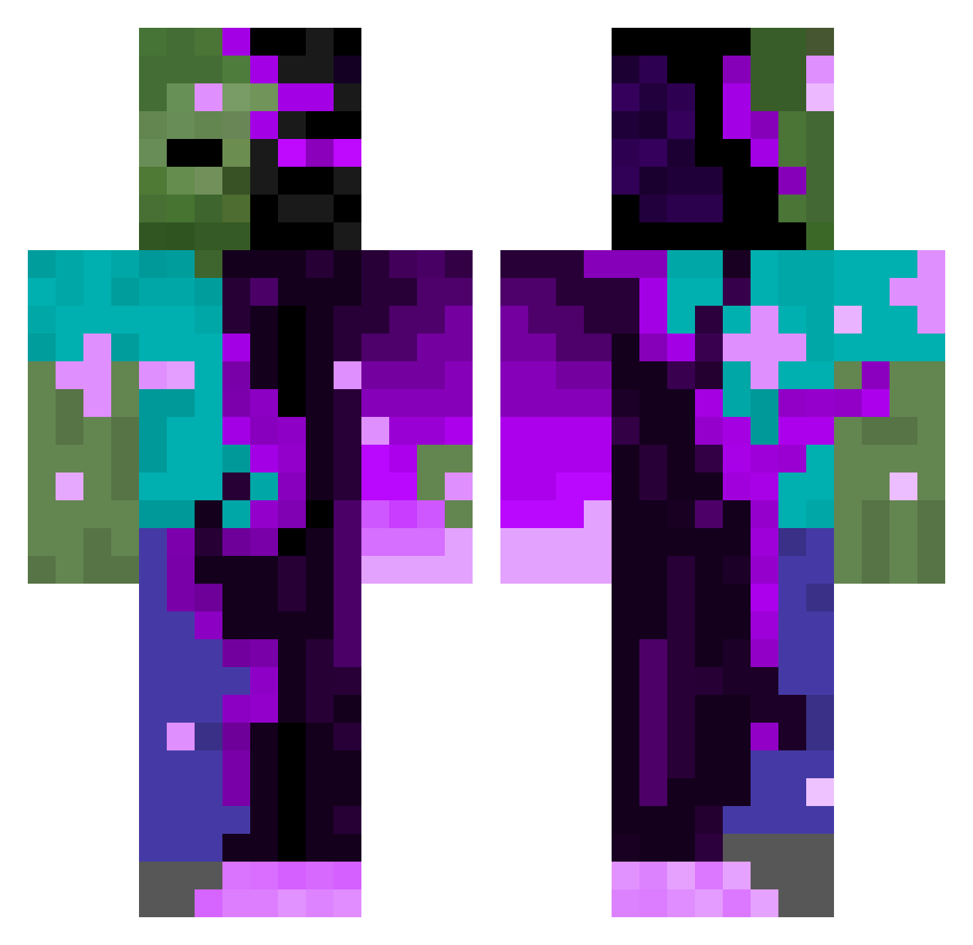 n4pu Minecraft skin, front and back view