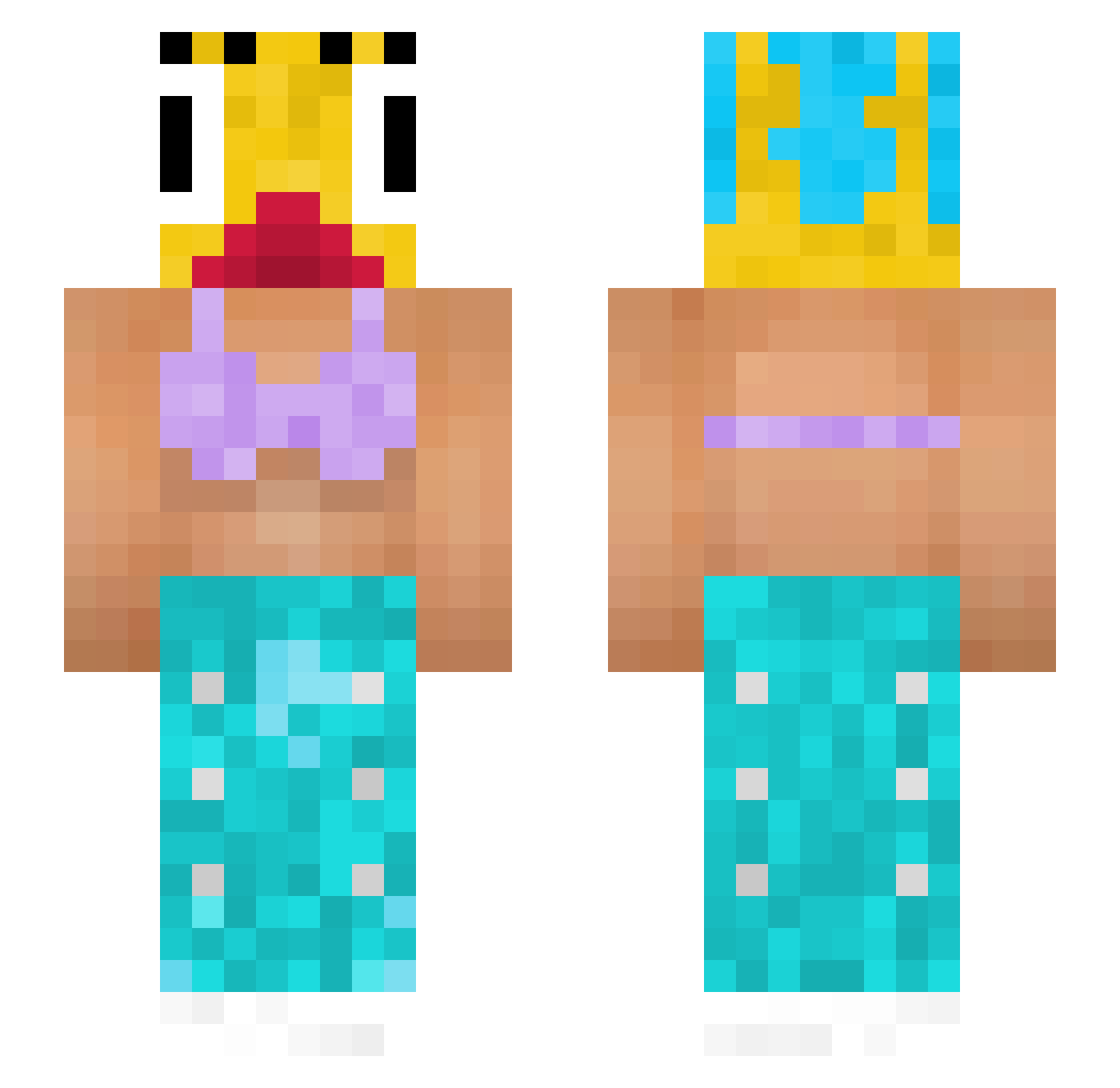 literallyshook Minecraft skin, front and back view