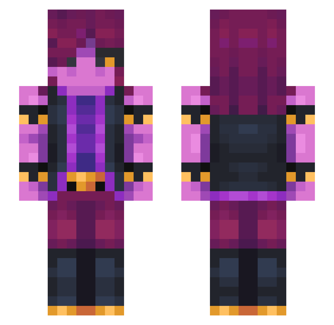 Shibxs Minecraft skin, front and back view