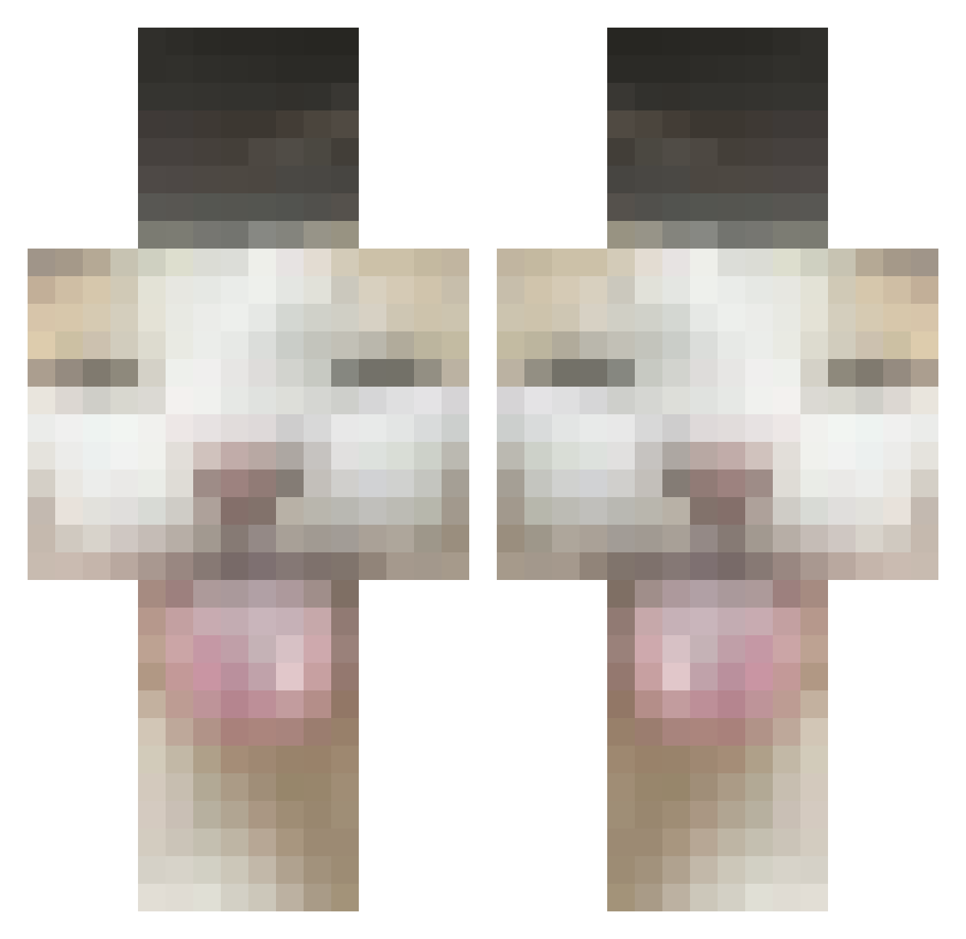 vqml Minecraft skin, front and back view